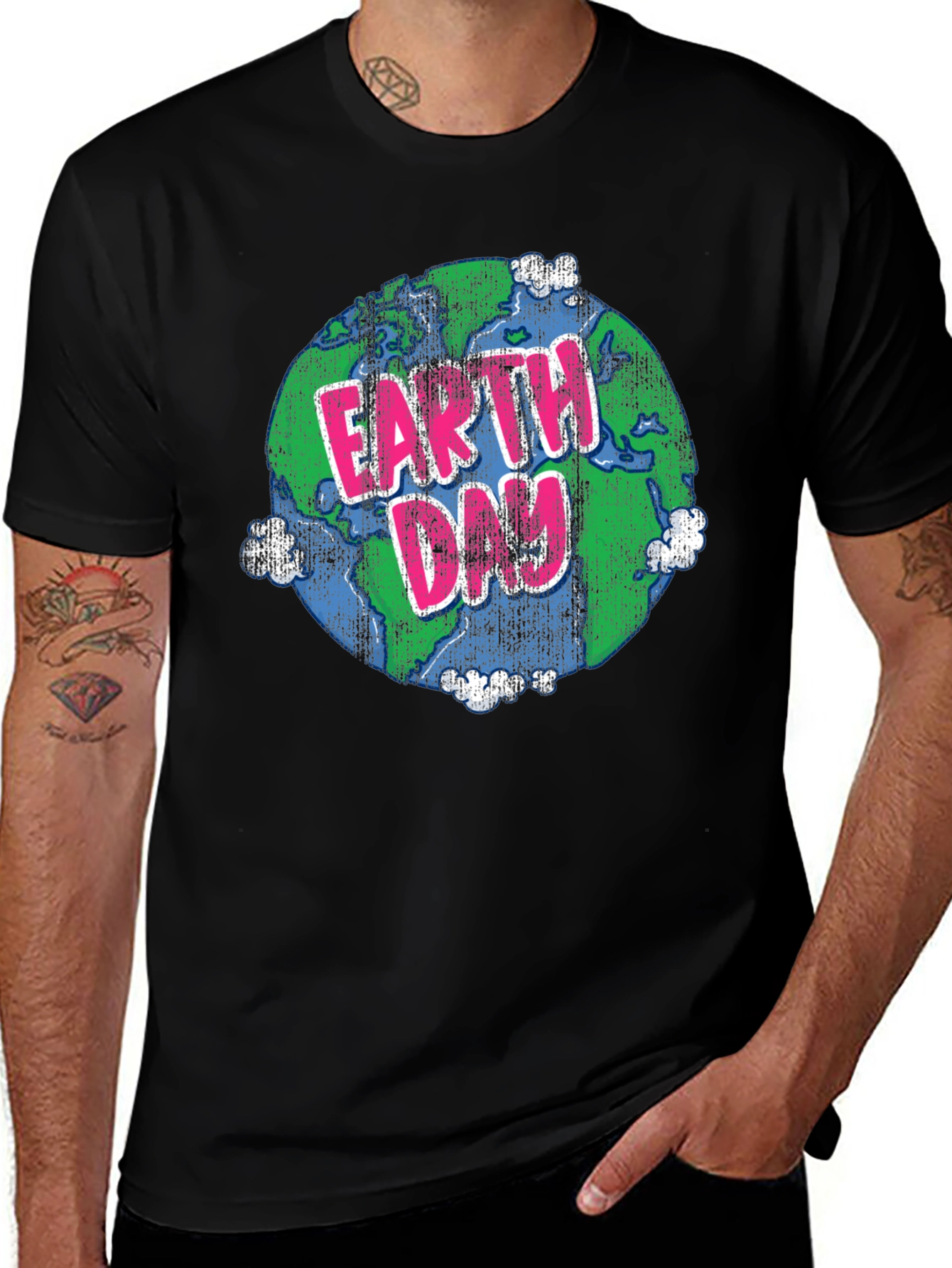 Earth Day T-Shirt - Graphic Print Black Tee