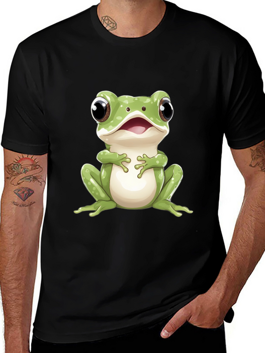 Frog Graphic Tee - Black Crew Neck Short Sleeve
