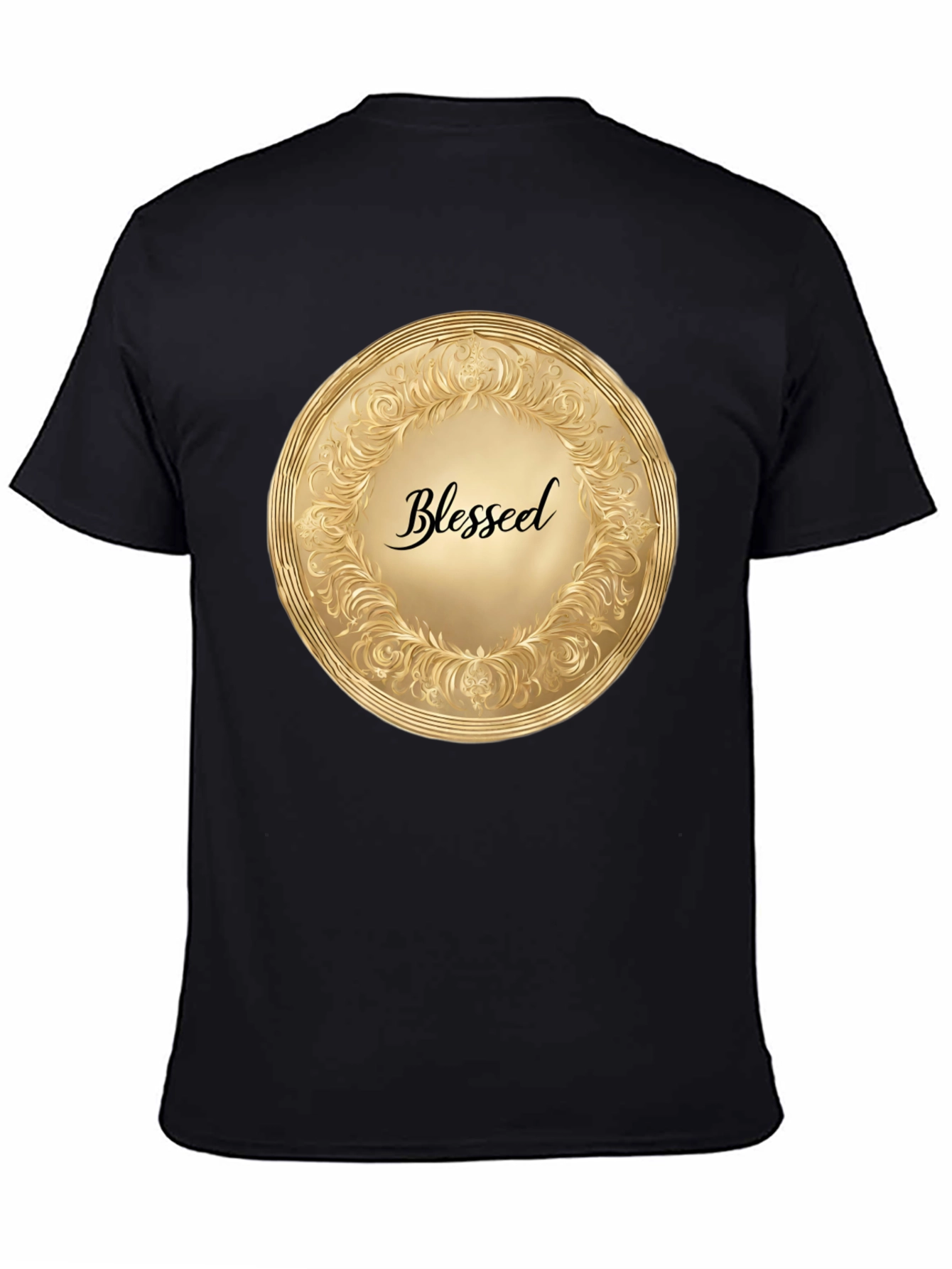 Blessed Gold Medallion Black T-Shirt