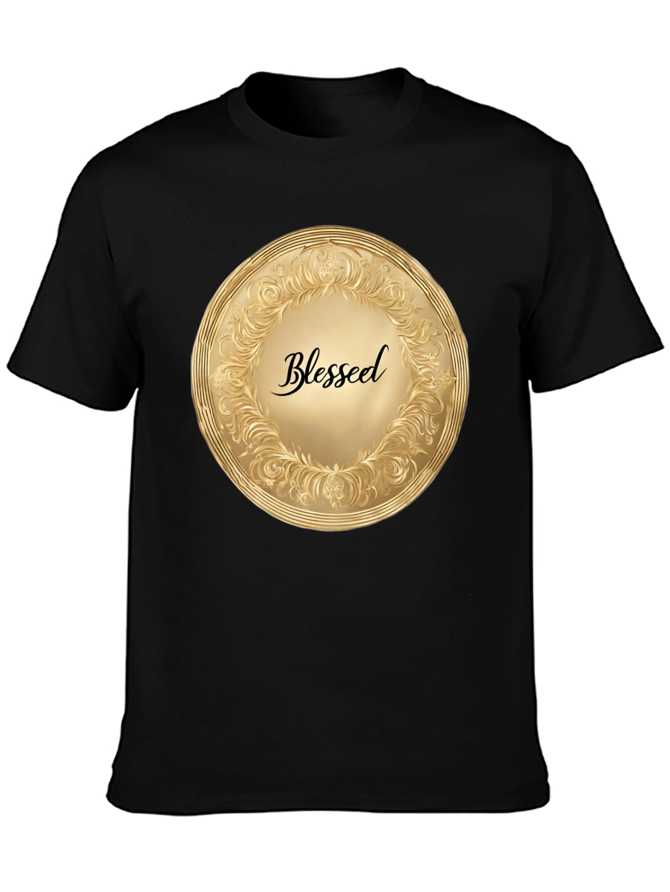 Blessed Gold Medallion Black T-Shirt