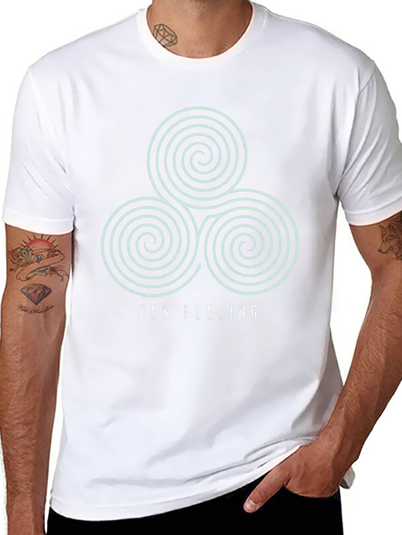 Zen Feeling Black T-Shirt - Spiral Design