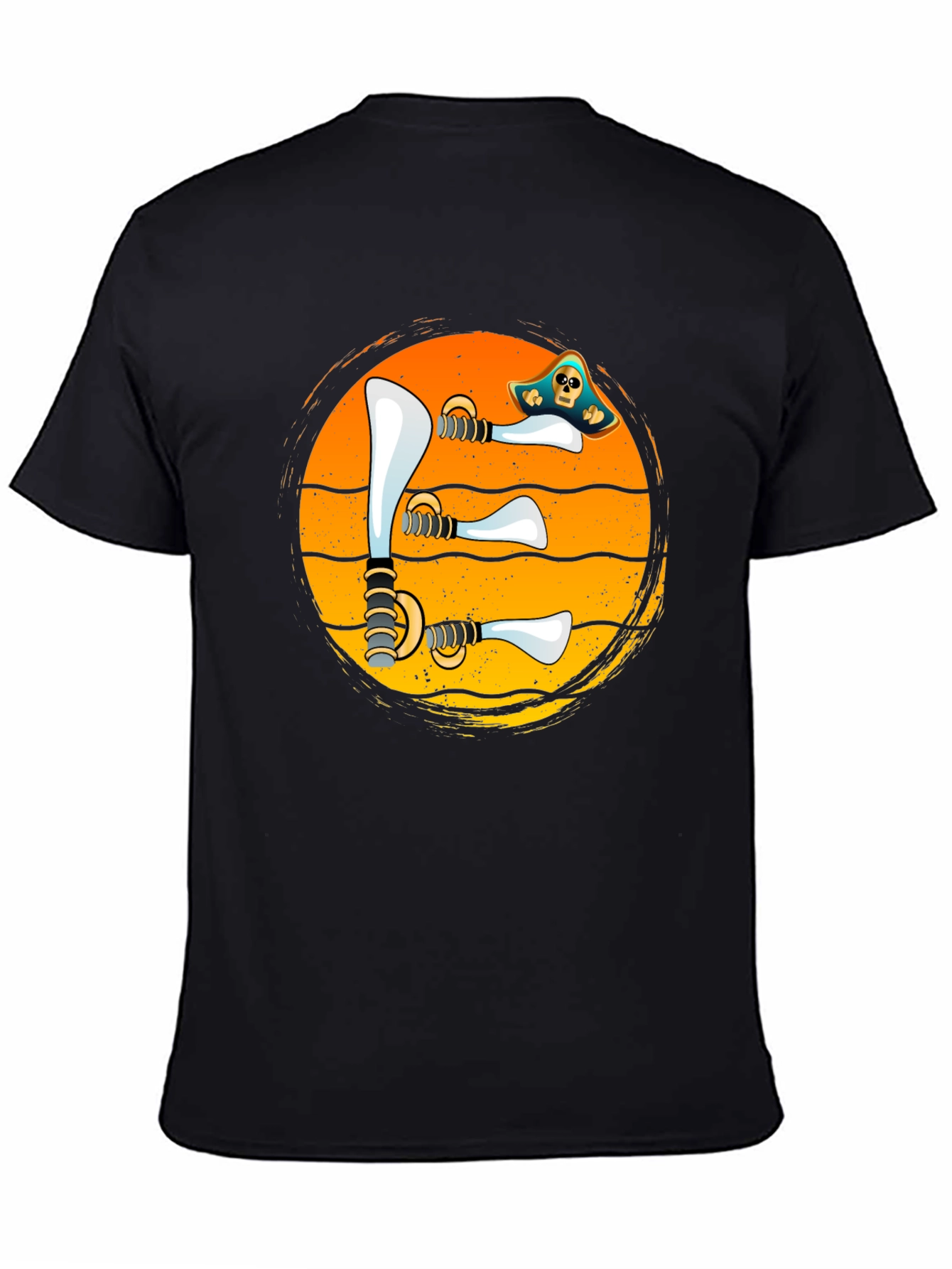 Pirate Swords Sunset T-Shirt Novelty Graphic Tee