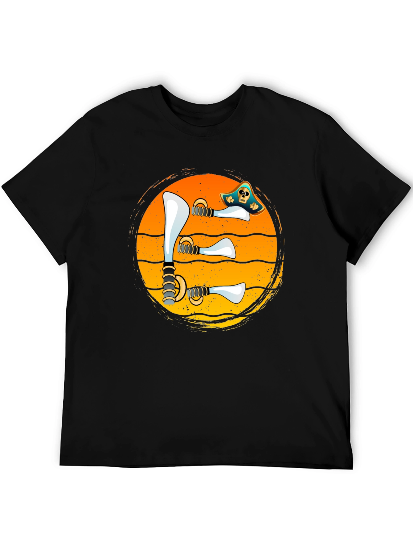 Pirate Swords Sunset T-Shirt Novelty Graphic Tee