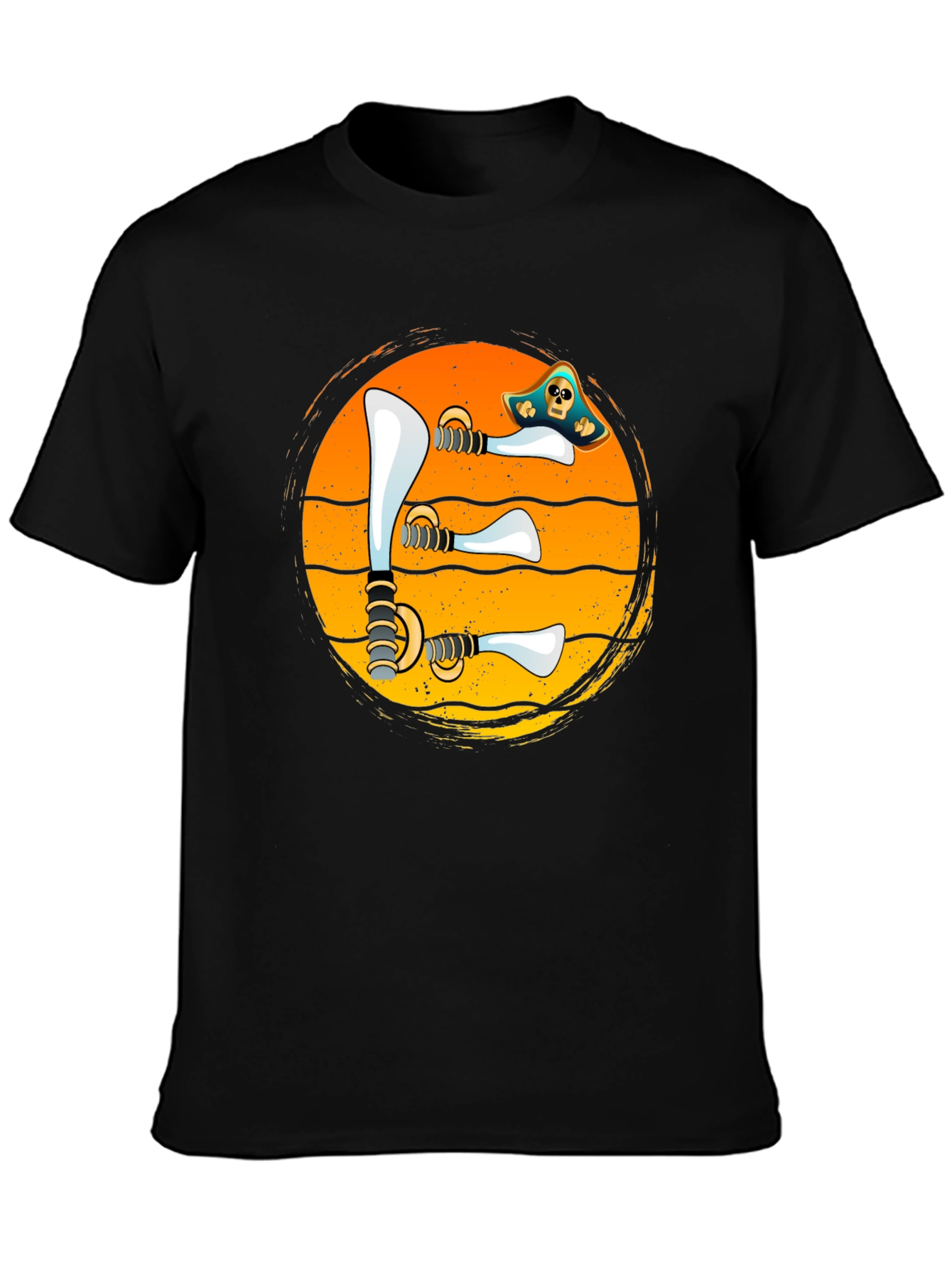 Pirate Swords Sunset T-Shirt Novelty Graphic Tee