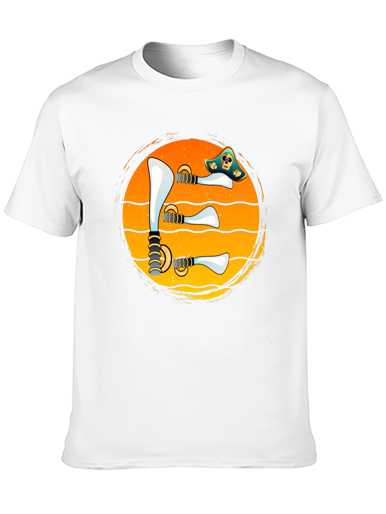 Pirate Swords Sunset T-Shirt Novelty Graphic Tee