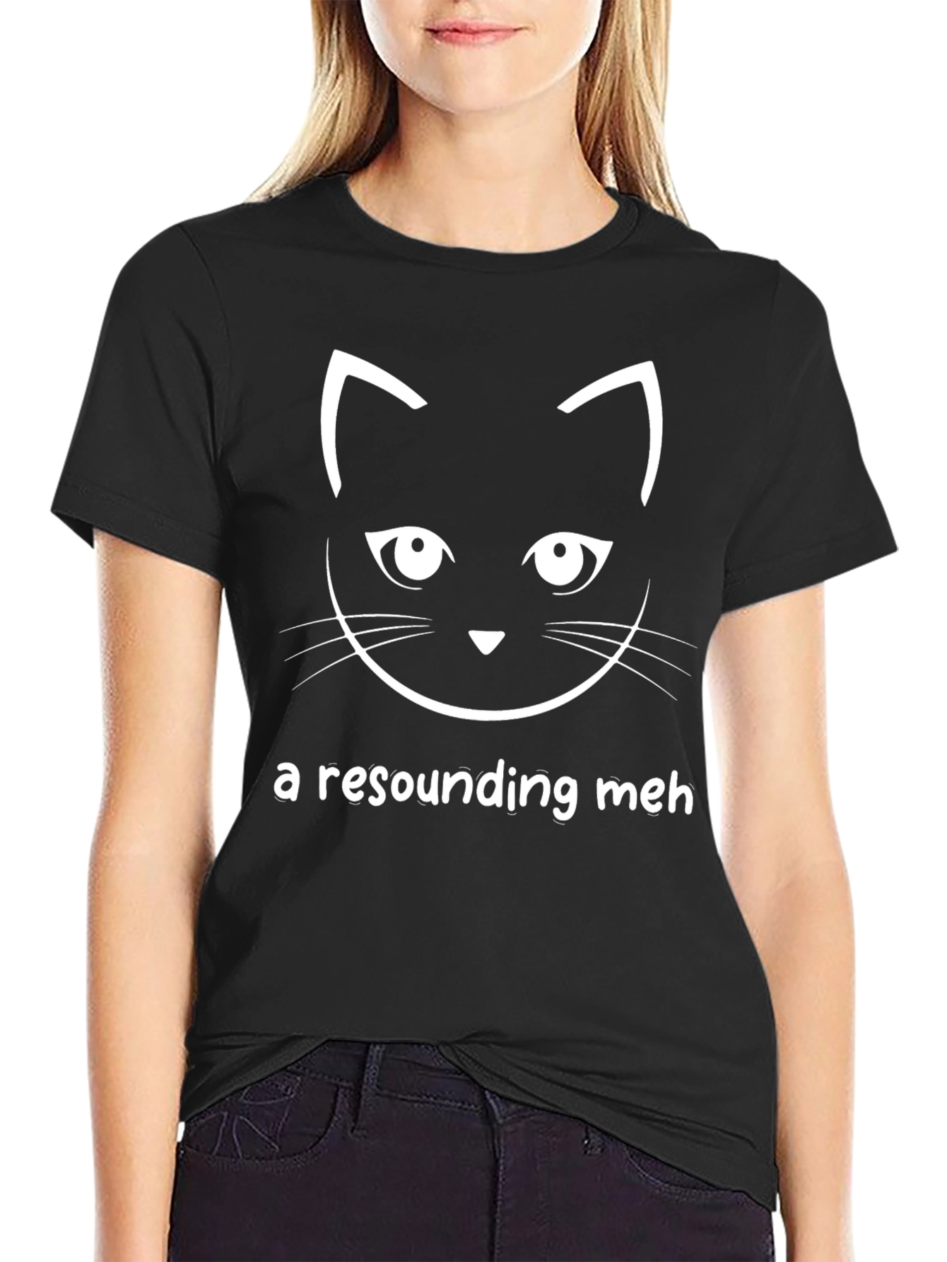 Resounding Meh Cat Graphic Tee - Unisex