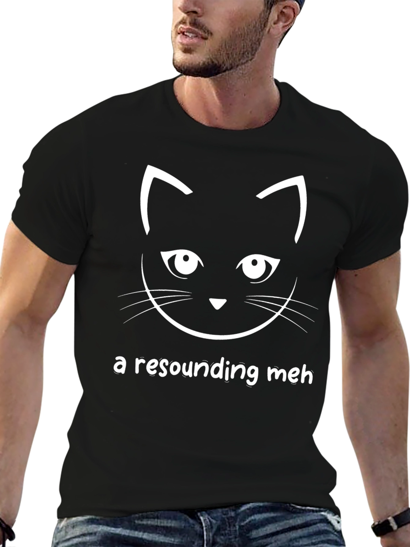 Resounding Meh Cat Graphic Tee - Unisex