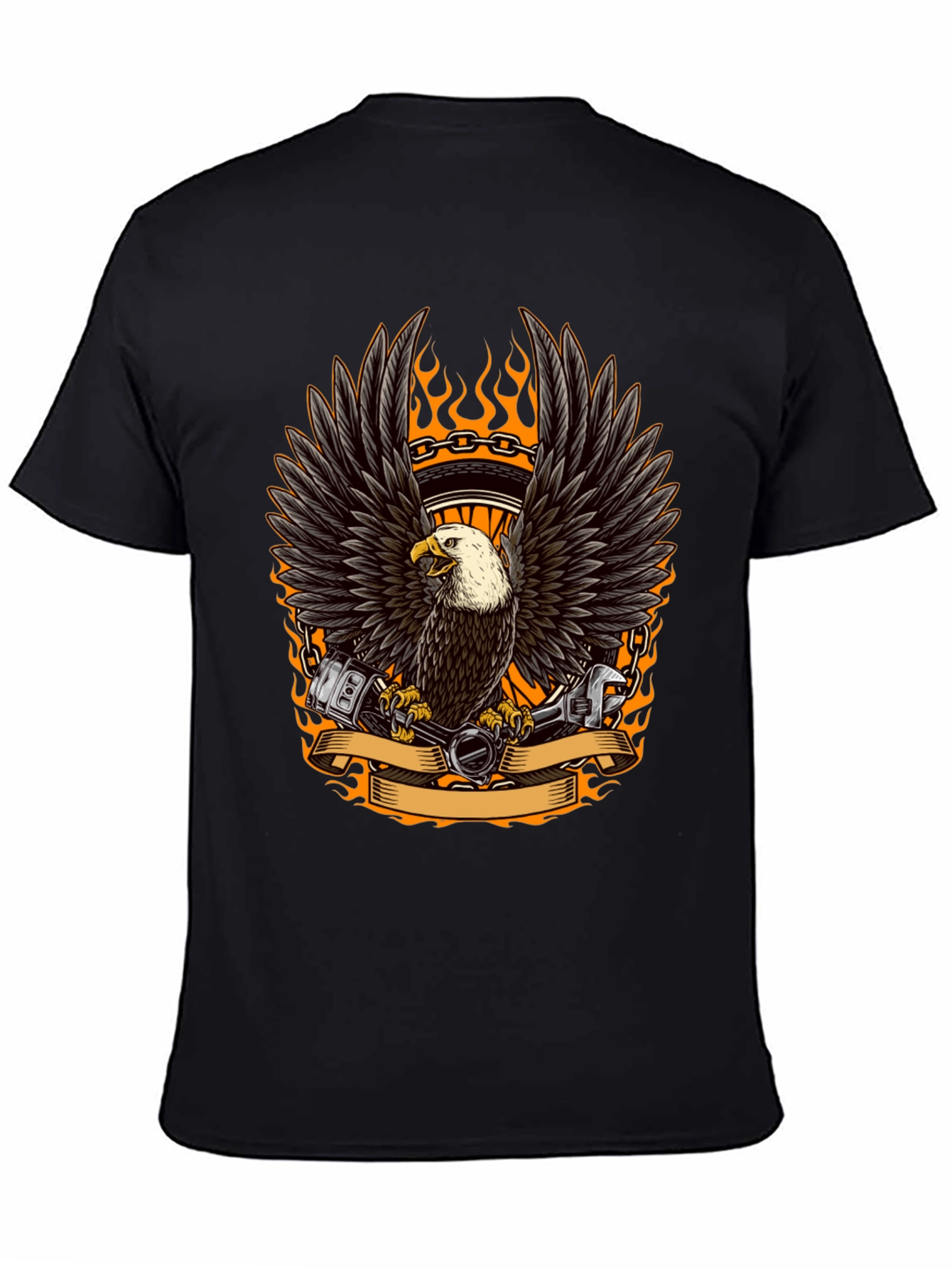 Eagle Biker Graphic Tee - Cool Black T-Shirt