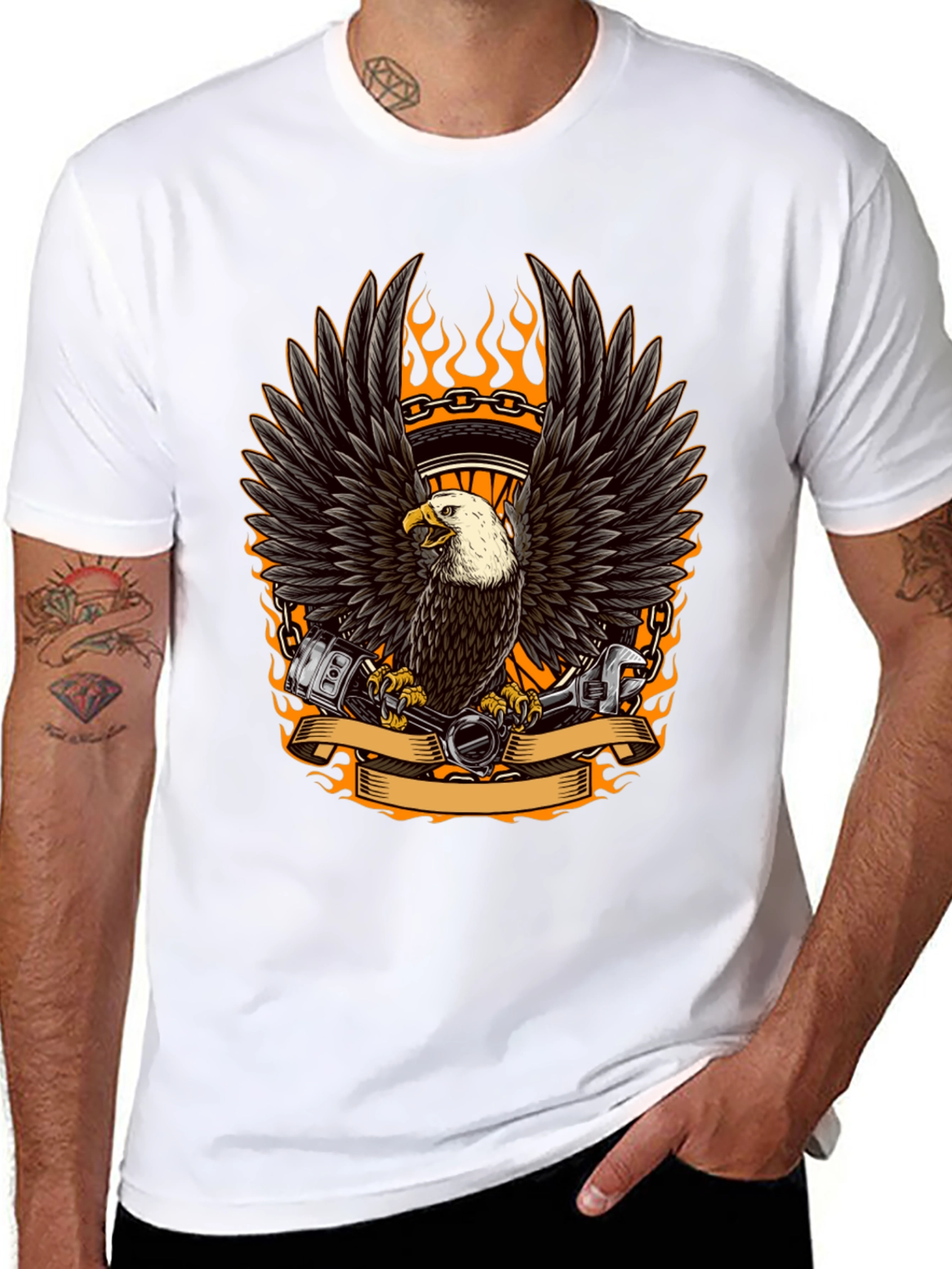 Eagle Biker Graphic Tee - Cool Black T-Shirt