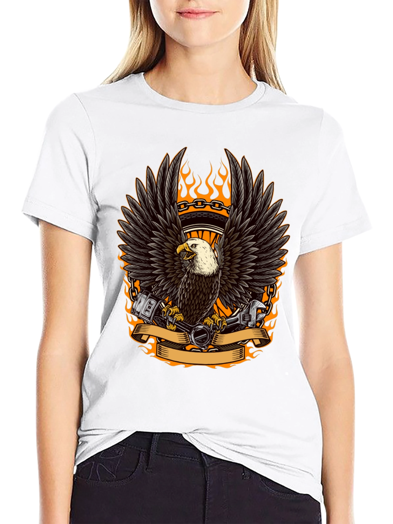 Eagle Biker Graphic Tee - Cool Black T-Shirt