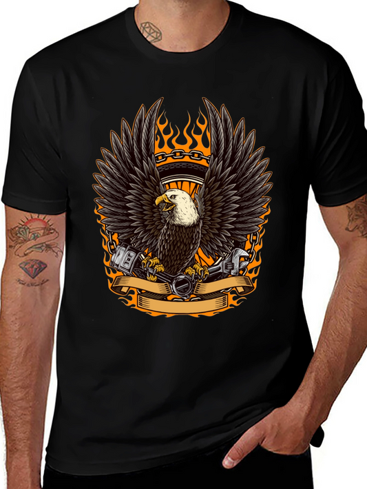 Eagle Biker Graphic Tee - Cool Black T-Shirt