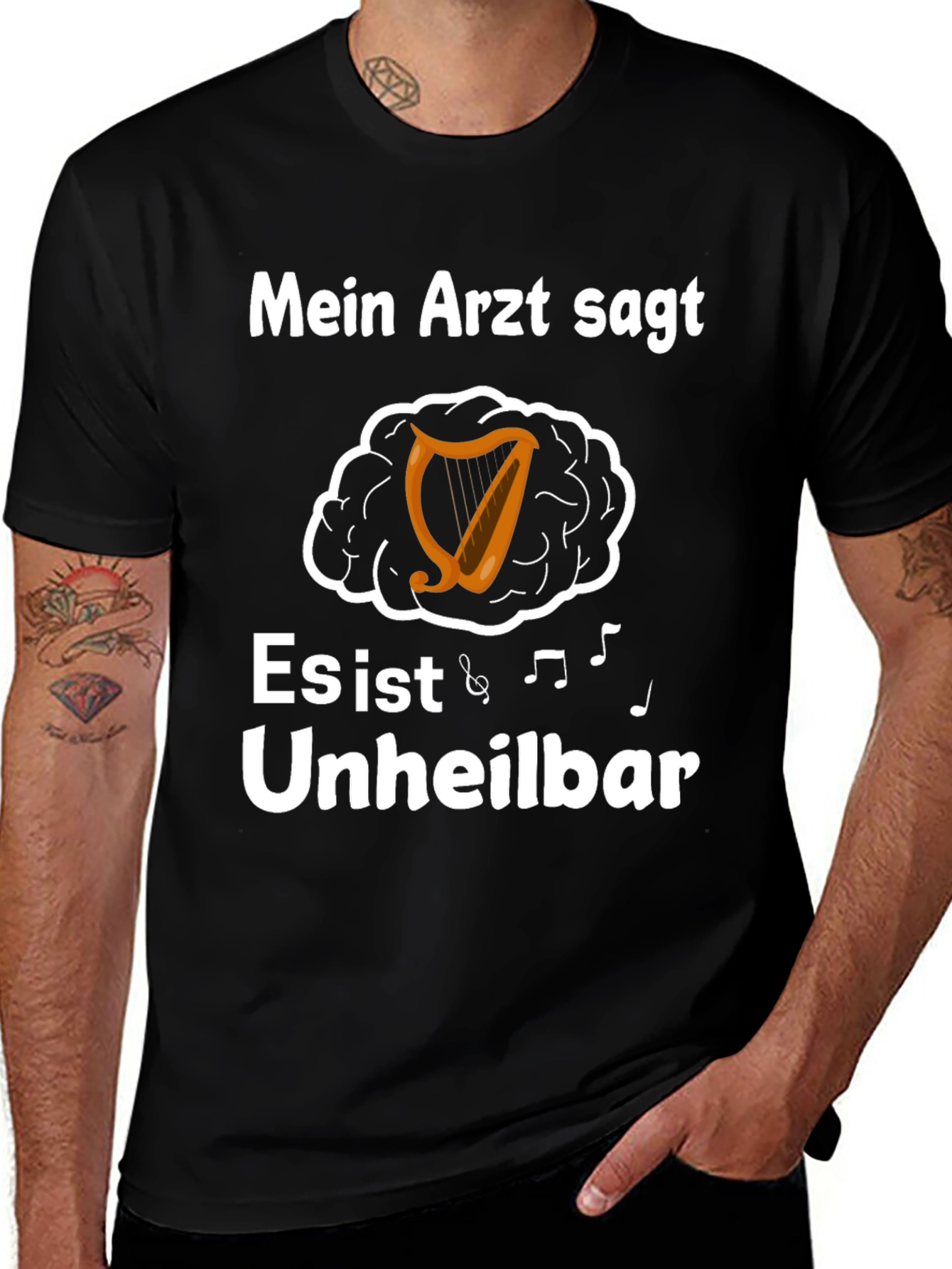 Mein Arzt Sagt T-Shirt Unheilbar Music Harp