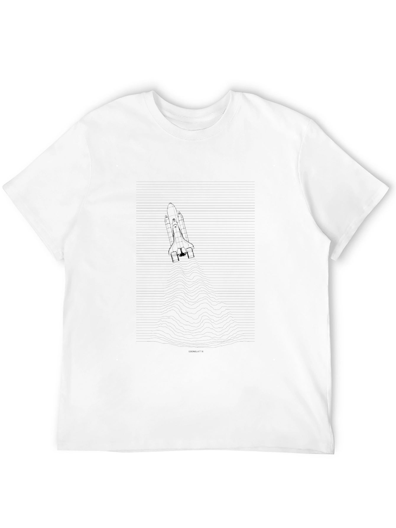 Mens Black Graphic Tee - Rocket Shuttle Design