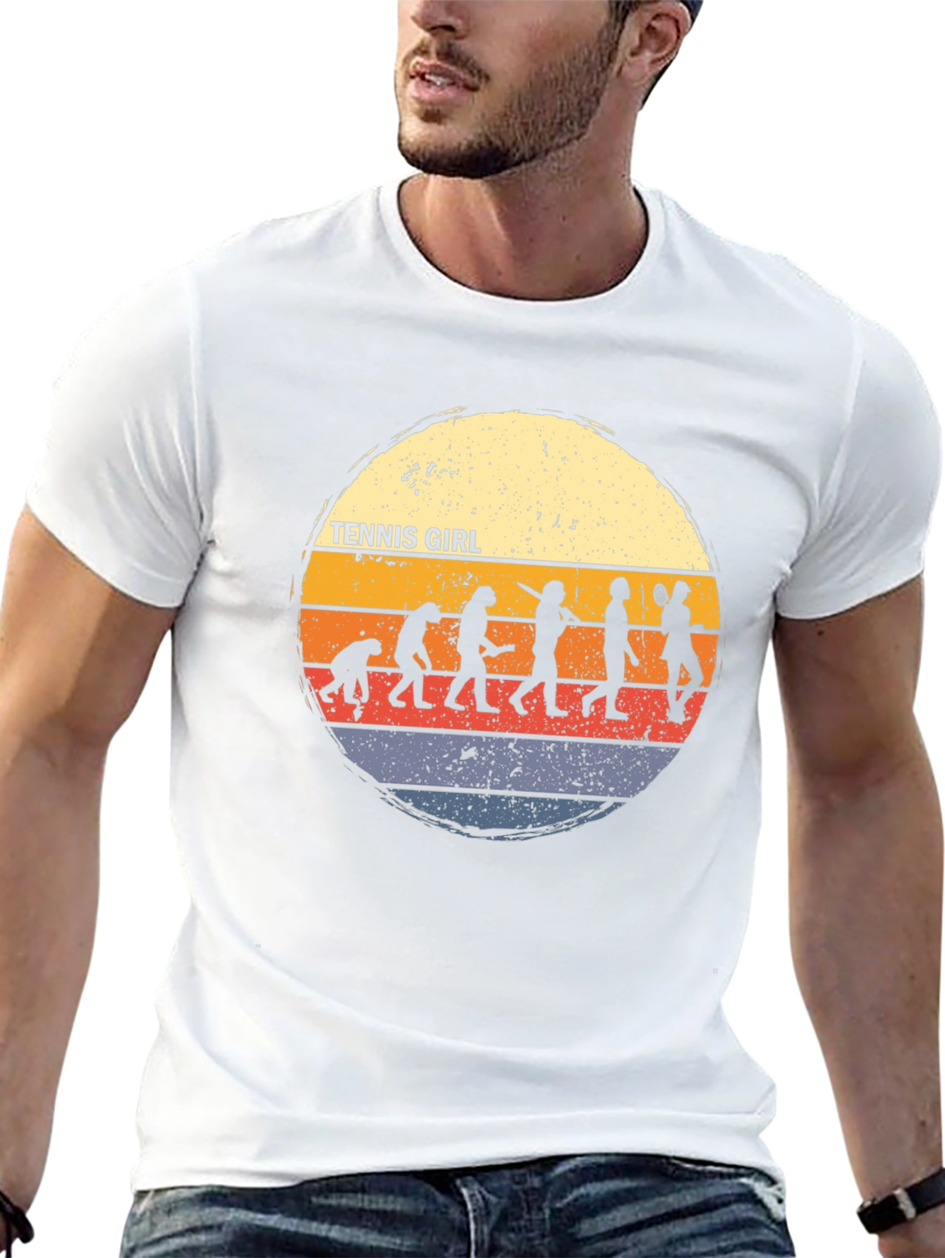 Tennis Girl Evolution T-Shirt - Retro Style