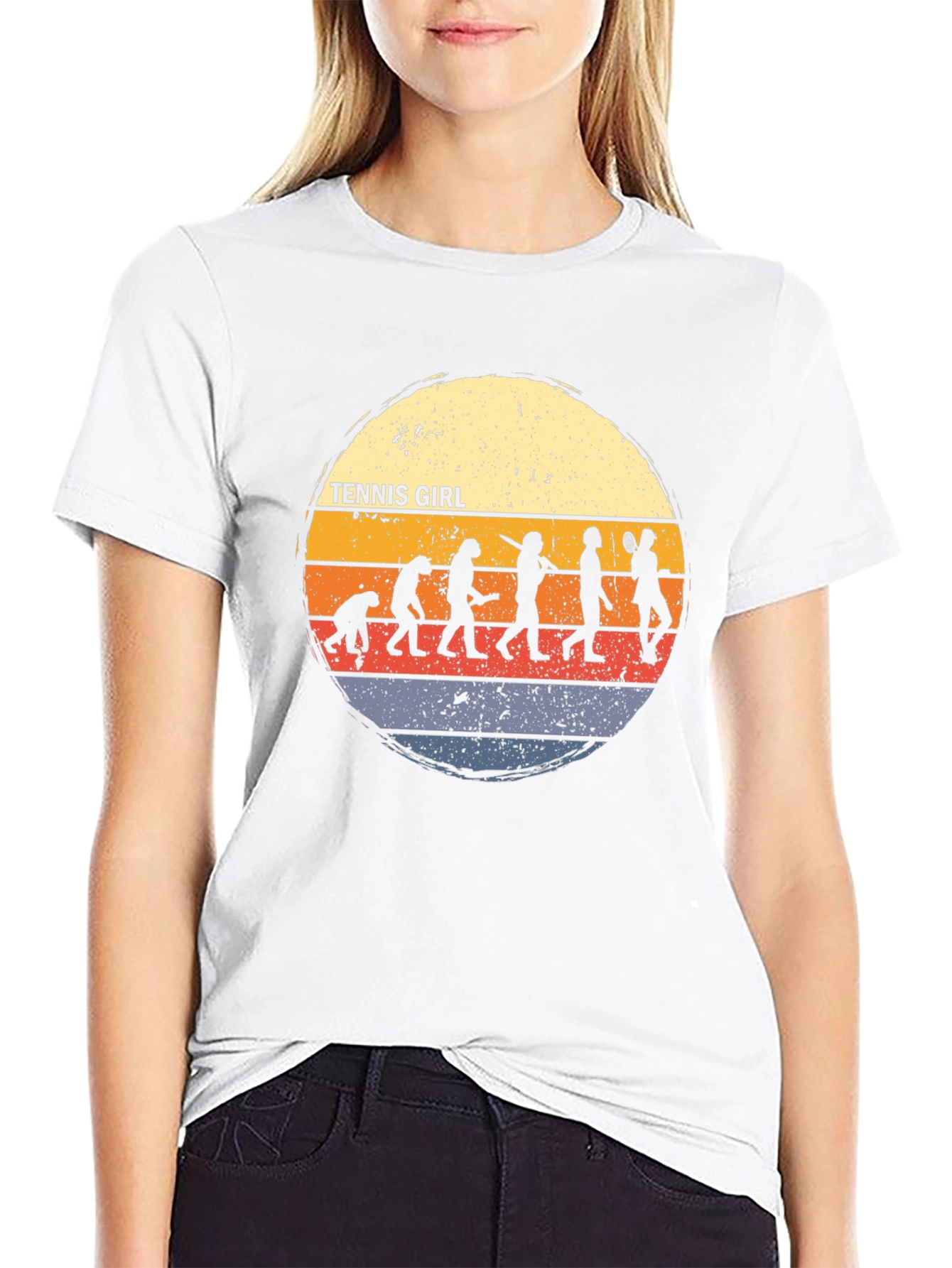 Tennis Girl Evolution T-Shirt - Retro Style