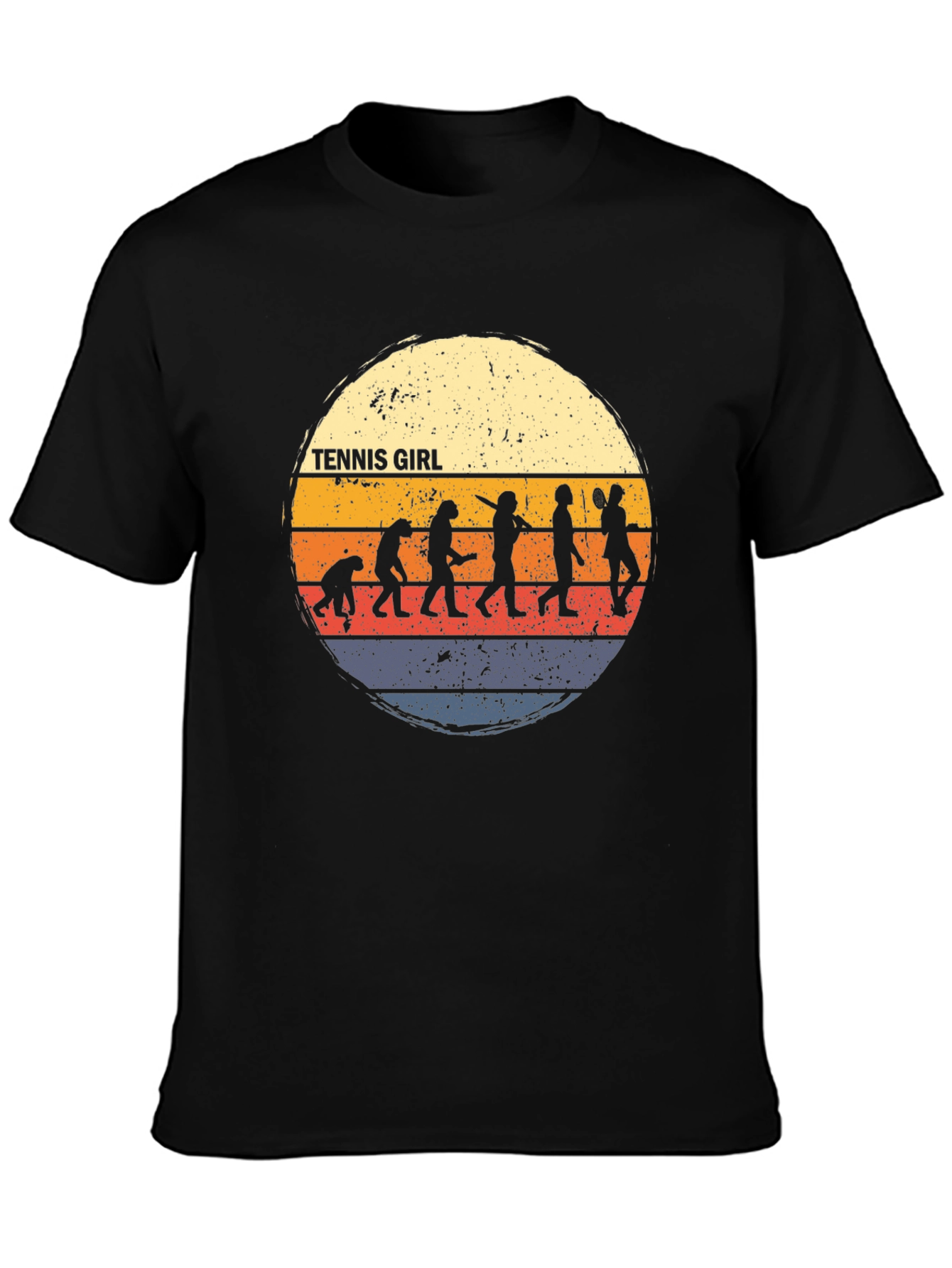 Tennis Girl Evolution T-Shirt - Retro Style