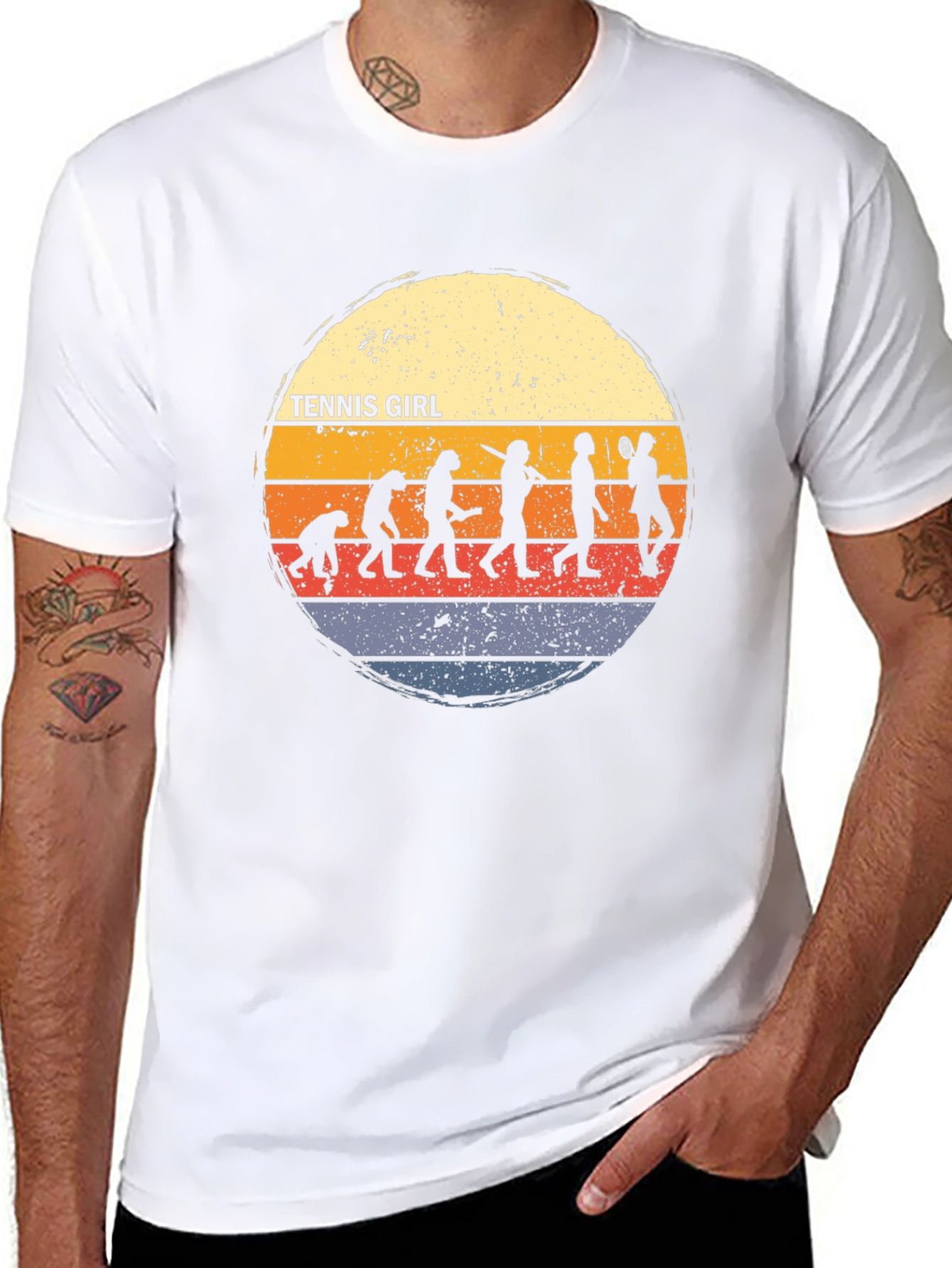 Tennis Girl Evolution T-Shirt - Retro Style