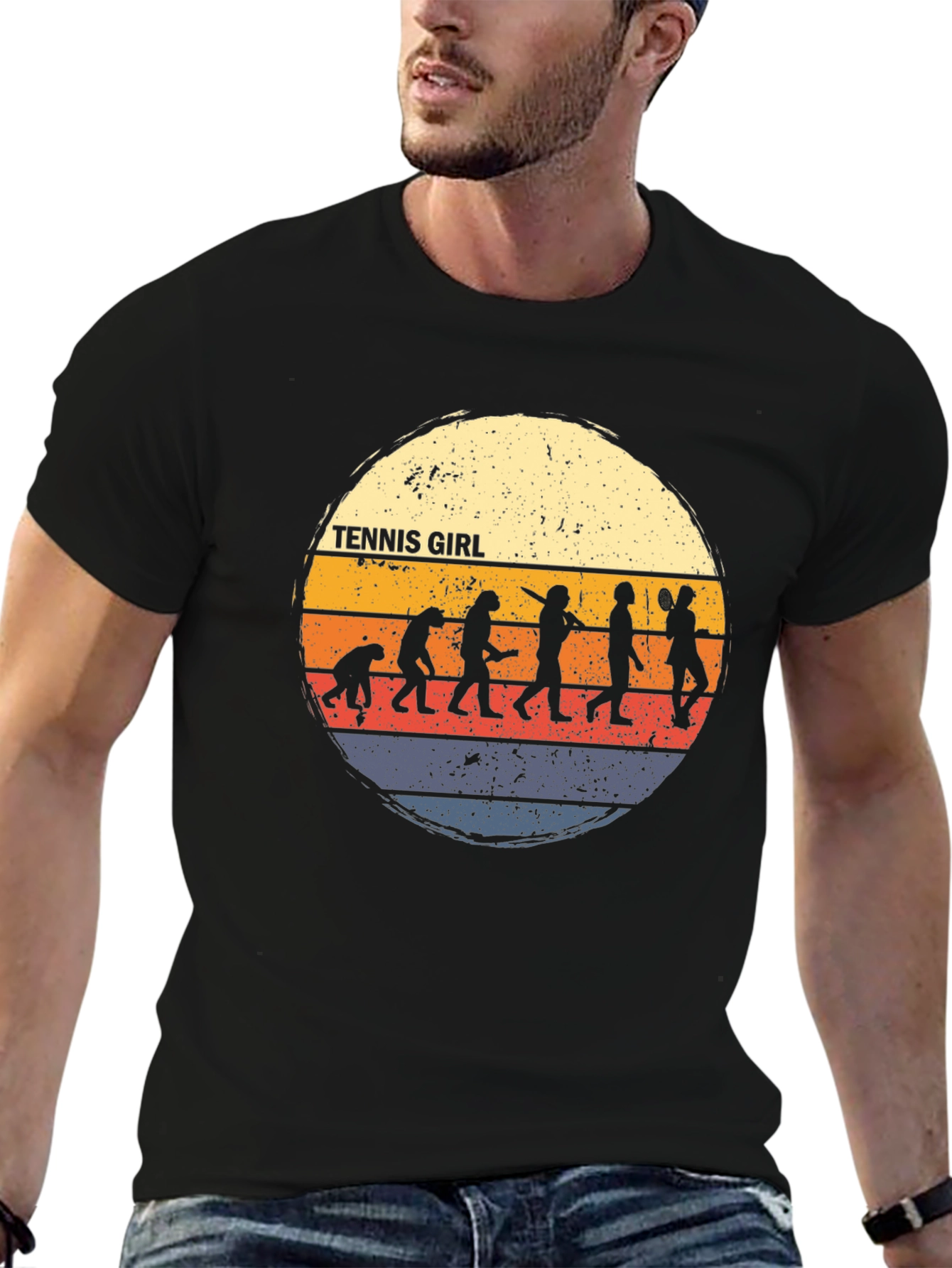 Tennis Girl Evolution T-Shirt - Retro Style