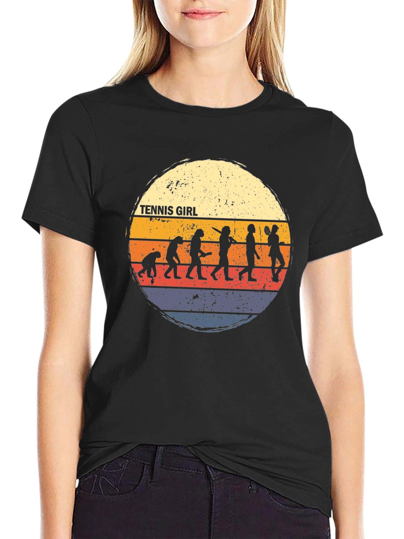 Tennis Girl Evolution T-Shirt - Retro Style