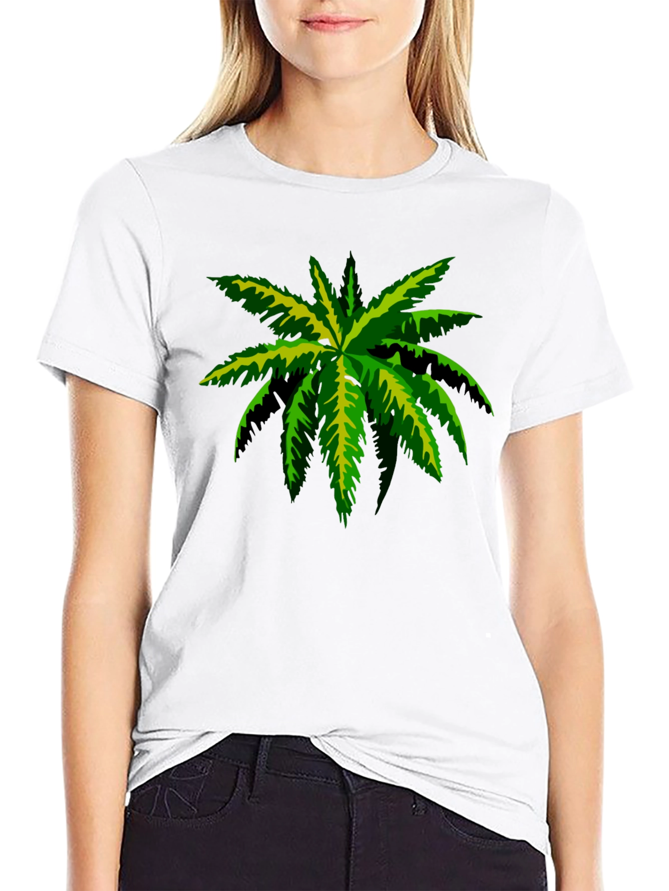 Tropical Palm Tee - Black Cotton Graphic T-Shirt