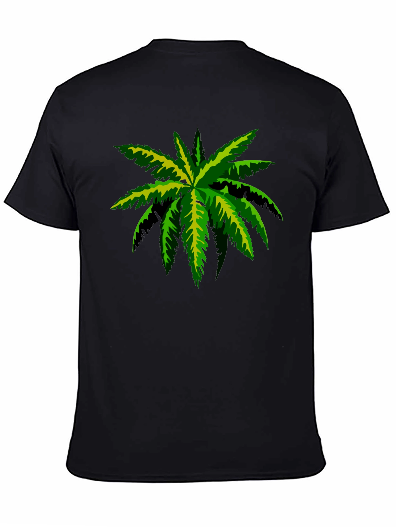 Tropical Palm Tee - Black Cotton Graphic T-Shirt