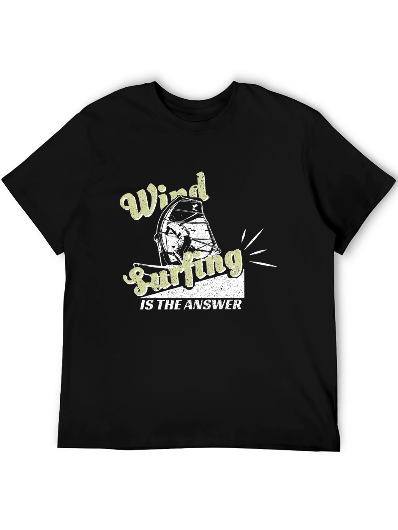 Wind Surfing Answer Black T-Shirt