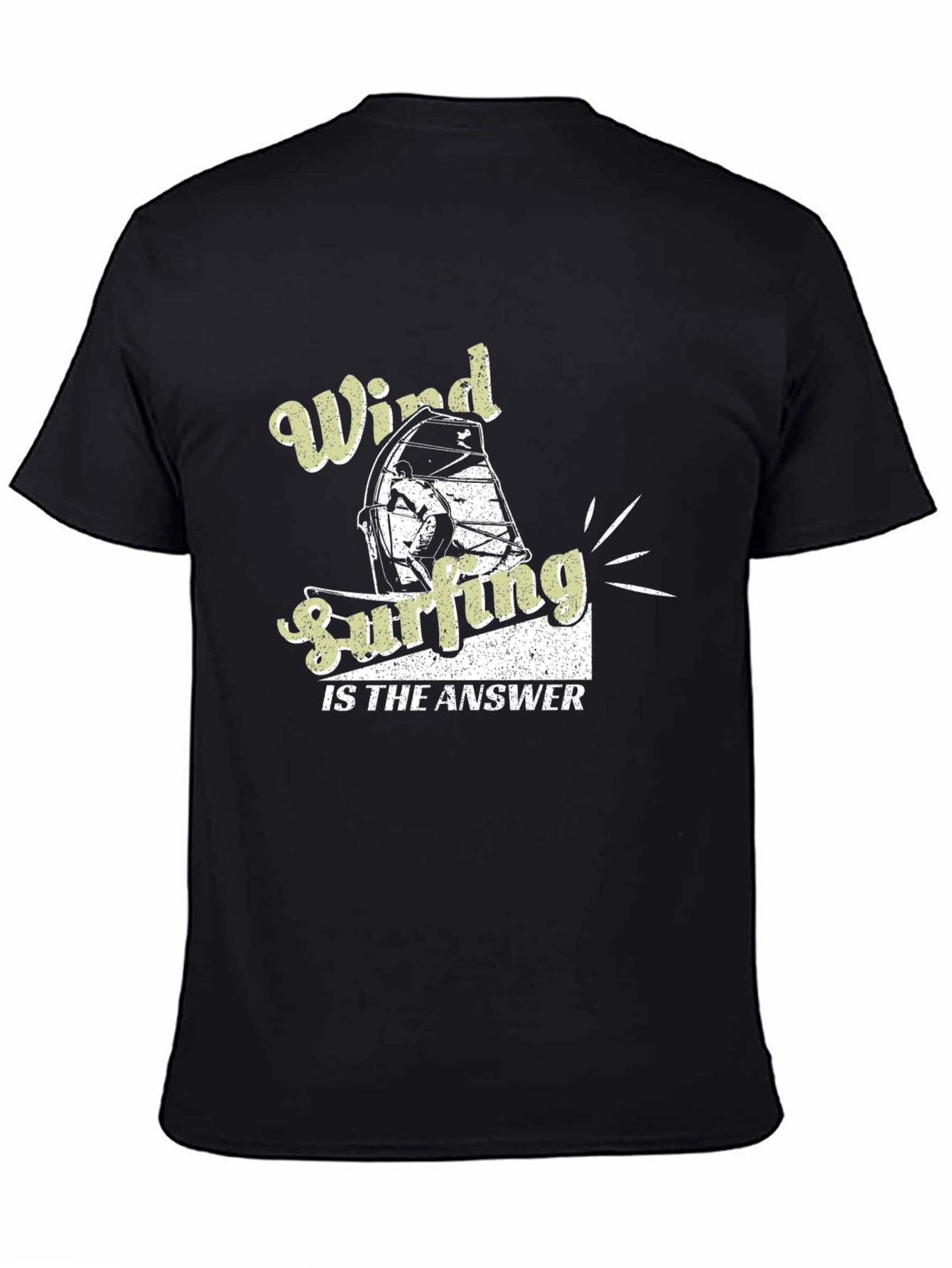 Wind Surfing Answer Black T-Shirt