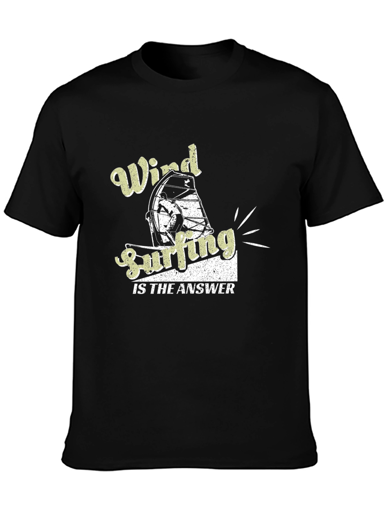 Wind Surfing Answer Black T-Shirt