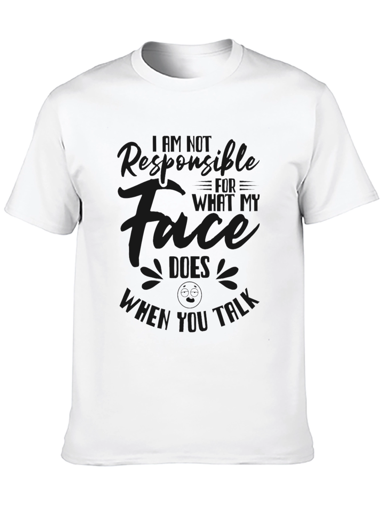 Humorous Mens Black Graphic Tee - Face