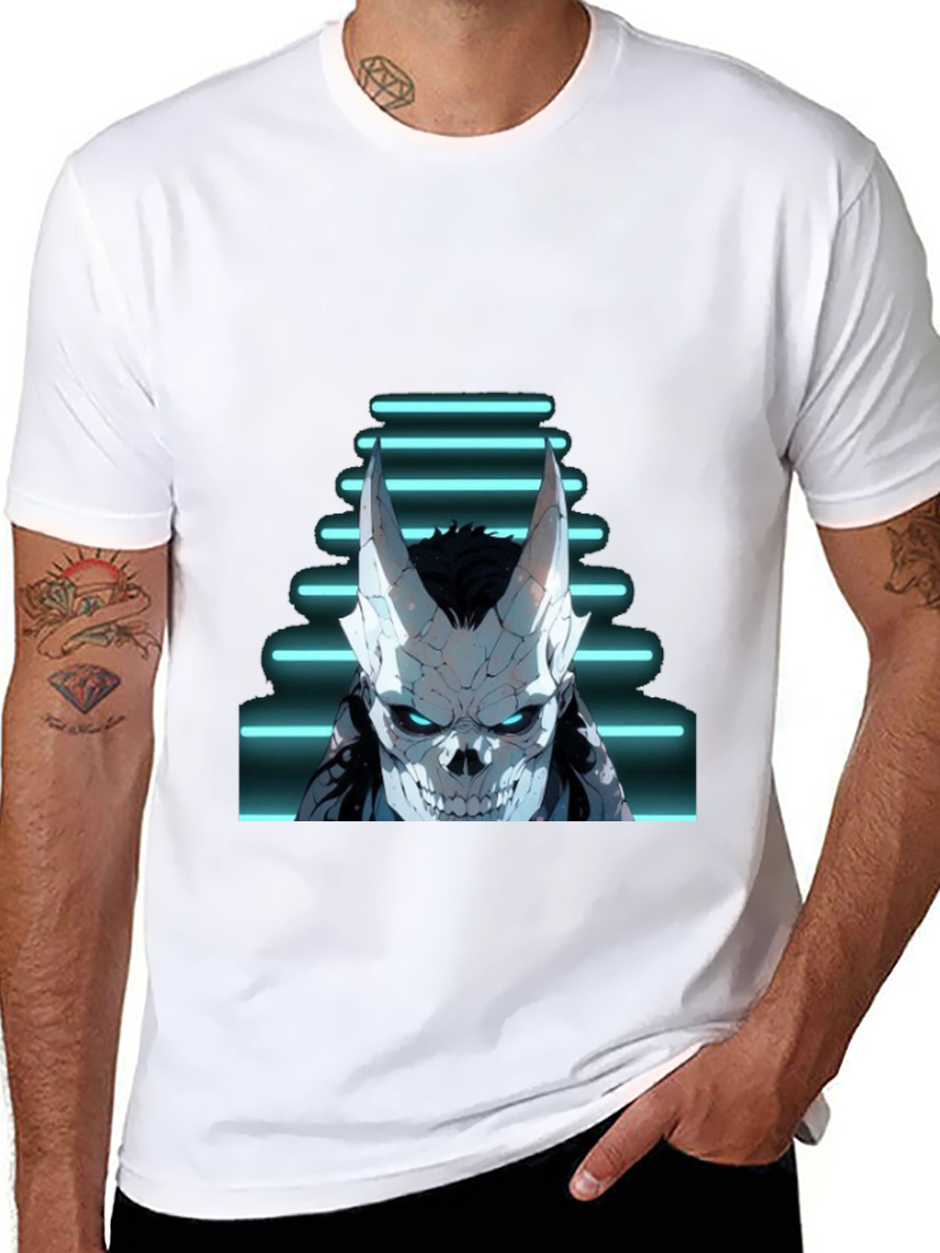 Neon Skull Graphic Black T-Shirt