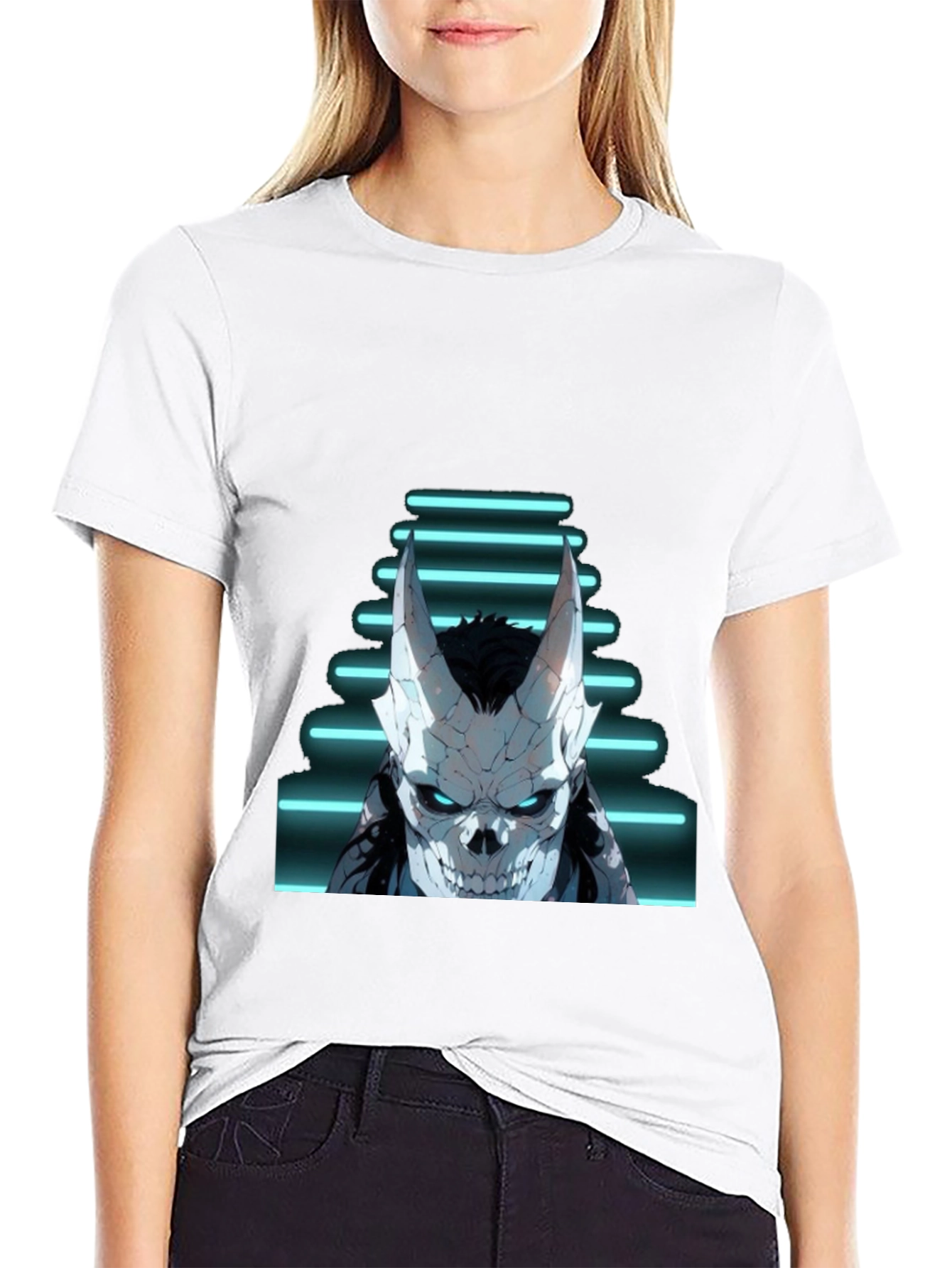 Neon Skull Graphic Black T-Shirt