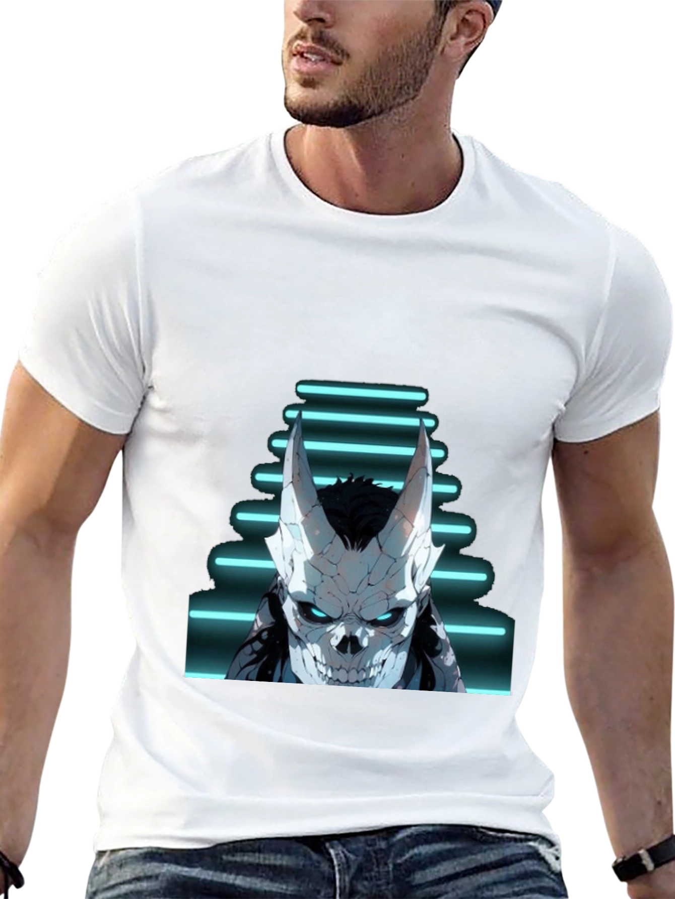 Neon Skull Graphic Black T-Shirt
