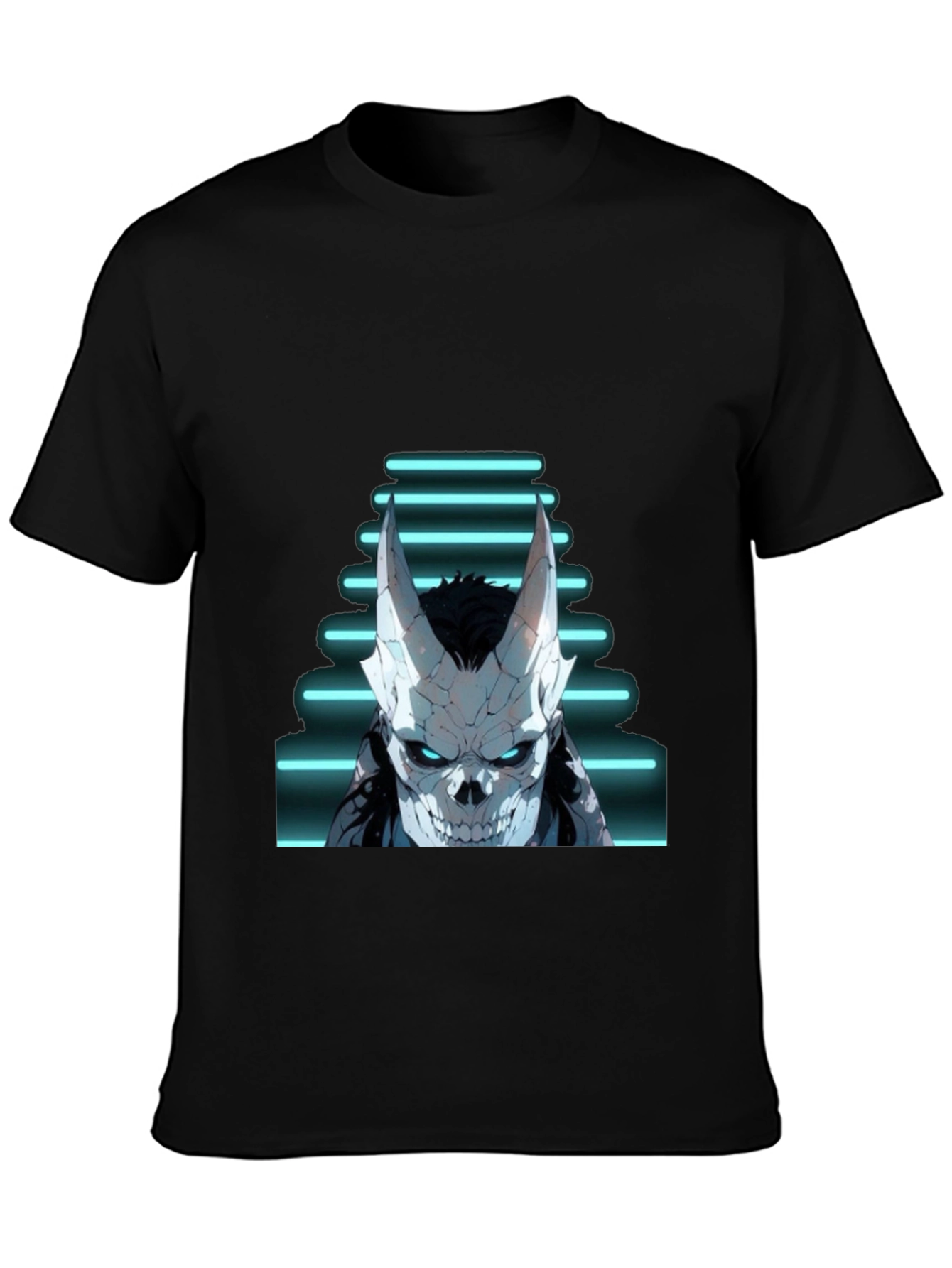 Neon Skull Graphic Black T-Shirt