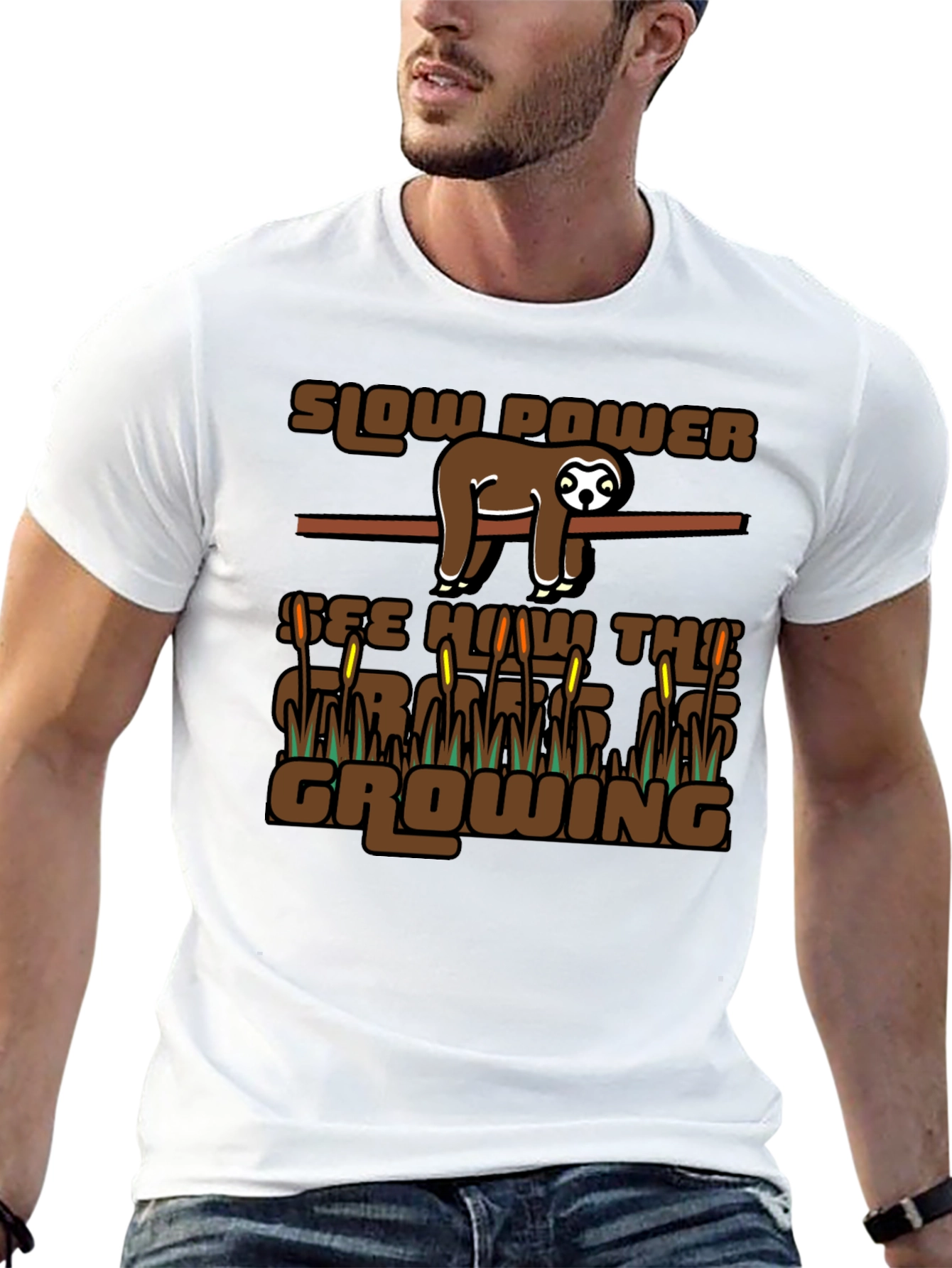 Slow Power Sloth Graphic T-Shirt