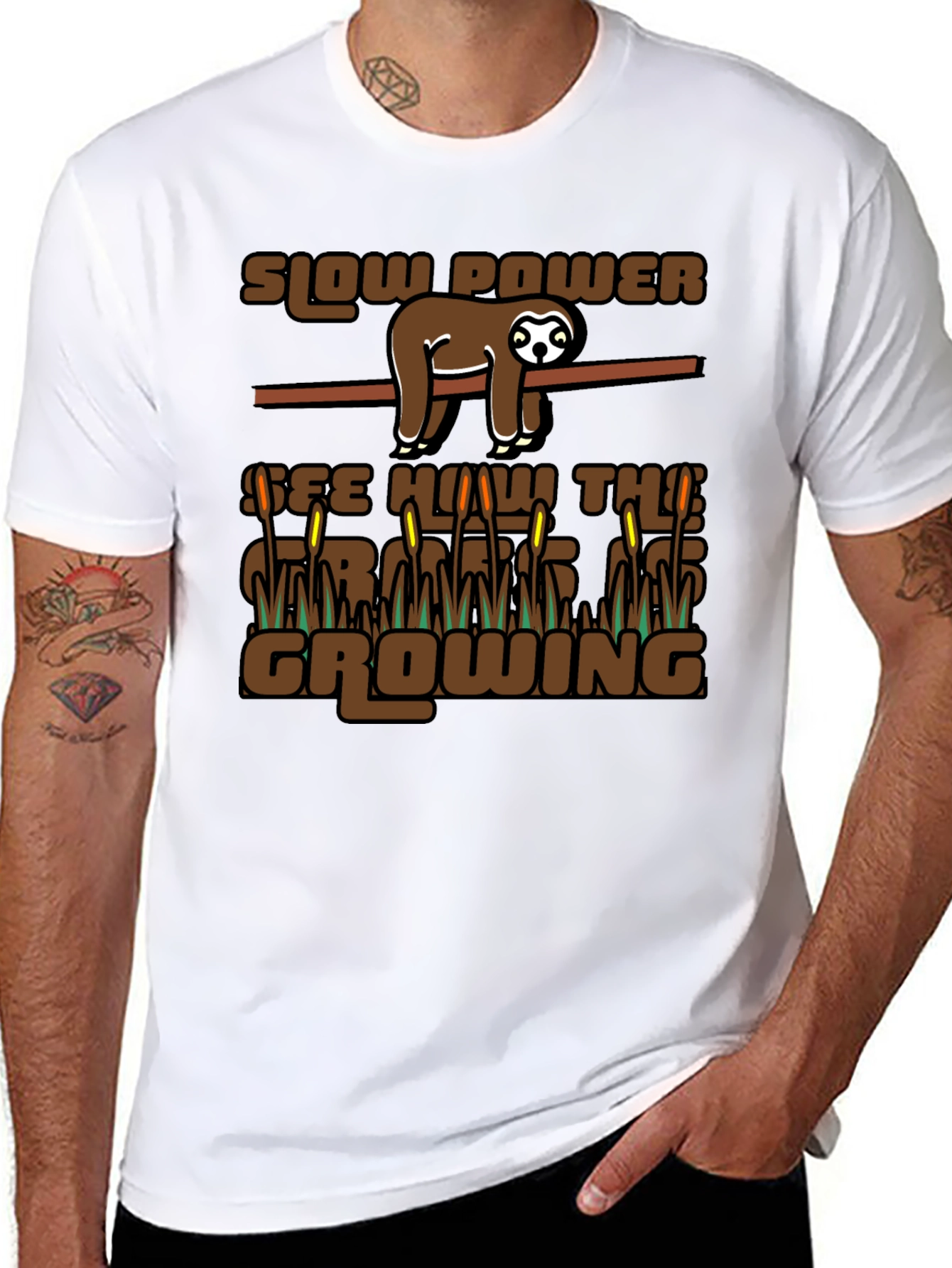 Slow Power Sloth Graphic T-Shirt