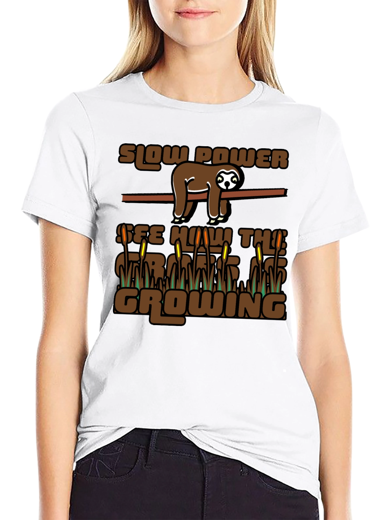 Slow Power Sloth Graphic T-Shirt