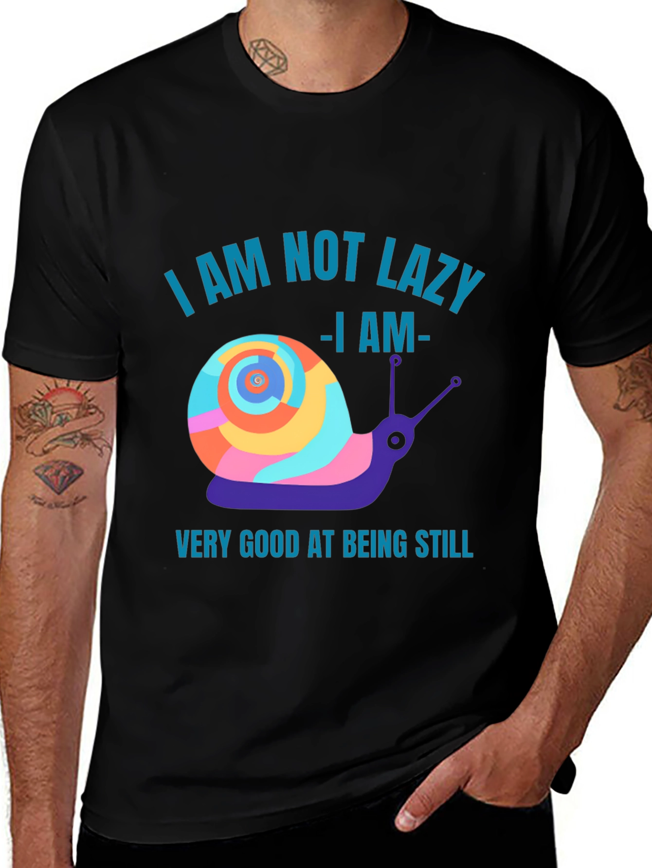 Funny Snail Graphic T-Shirt - Not Lazy