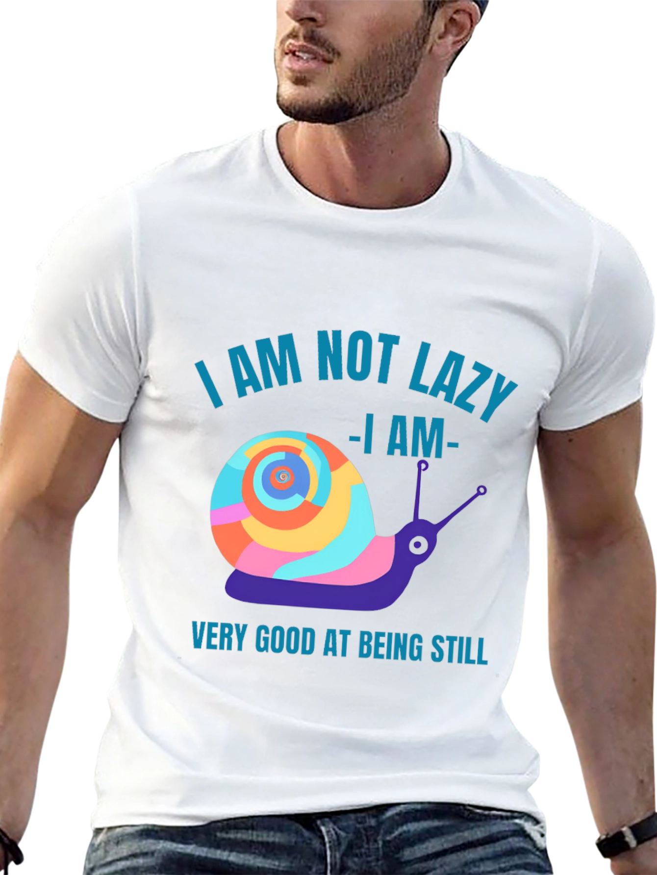 Funny Snail Graphic T-Shirt - Not Lazy