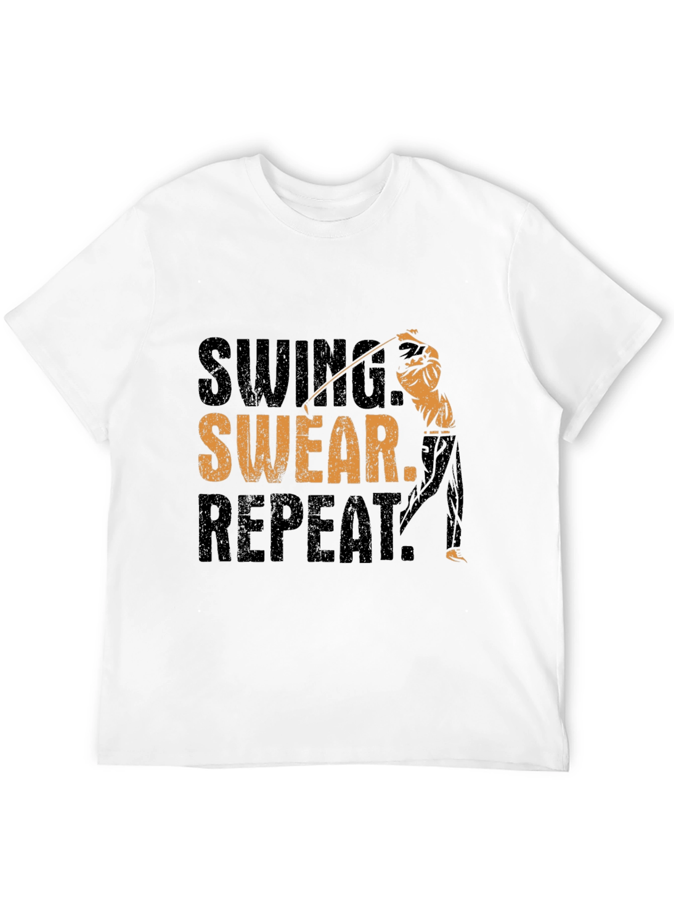 Swing Swear Repeat Black T-Shirt Golf Design