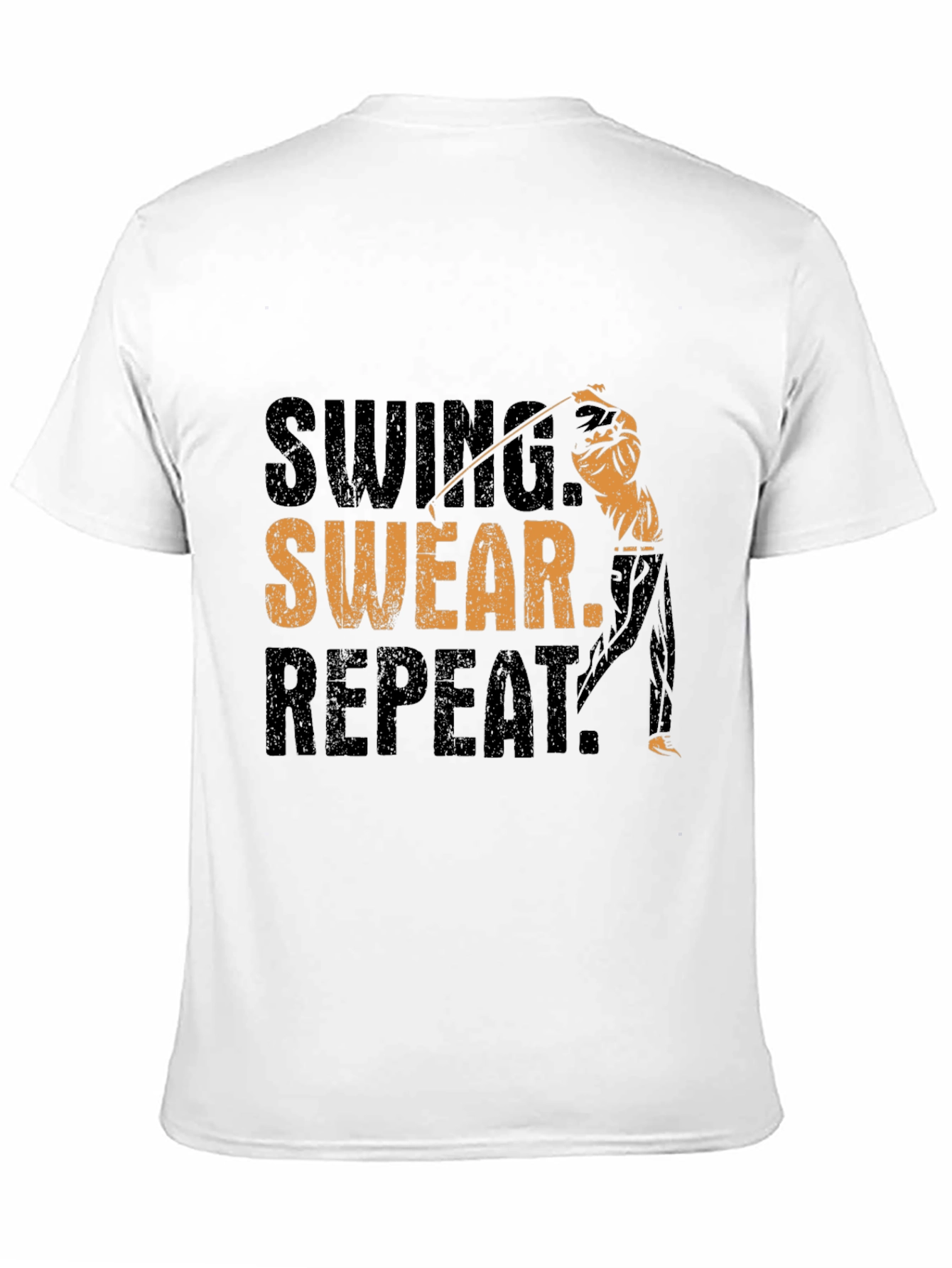 Swing Swear Repeat Black T-Shirt Golf Design