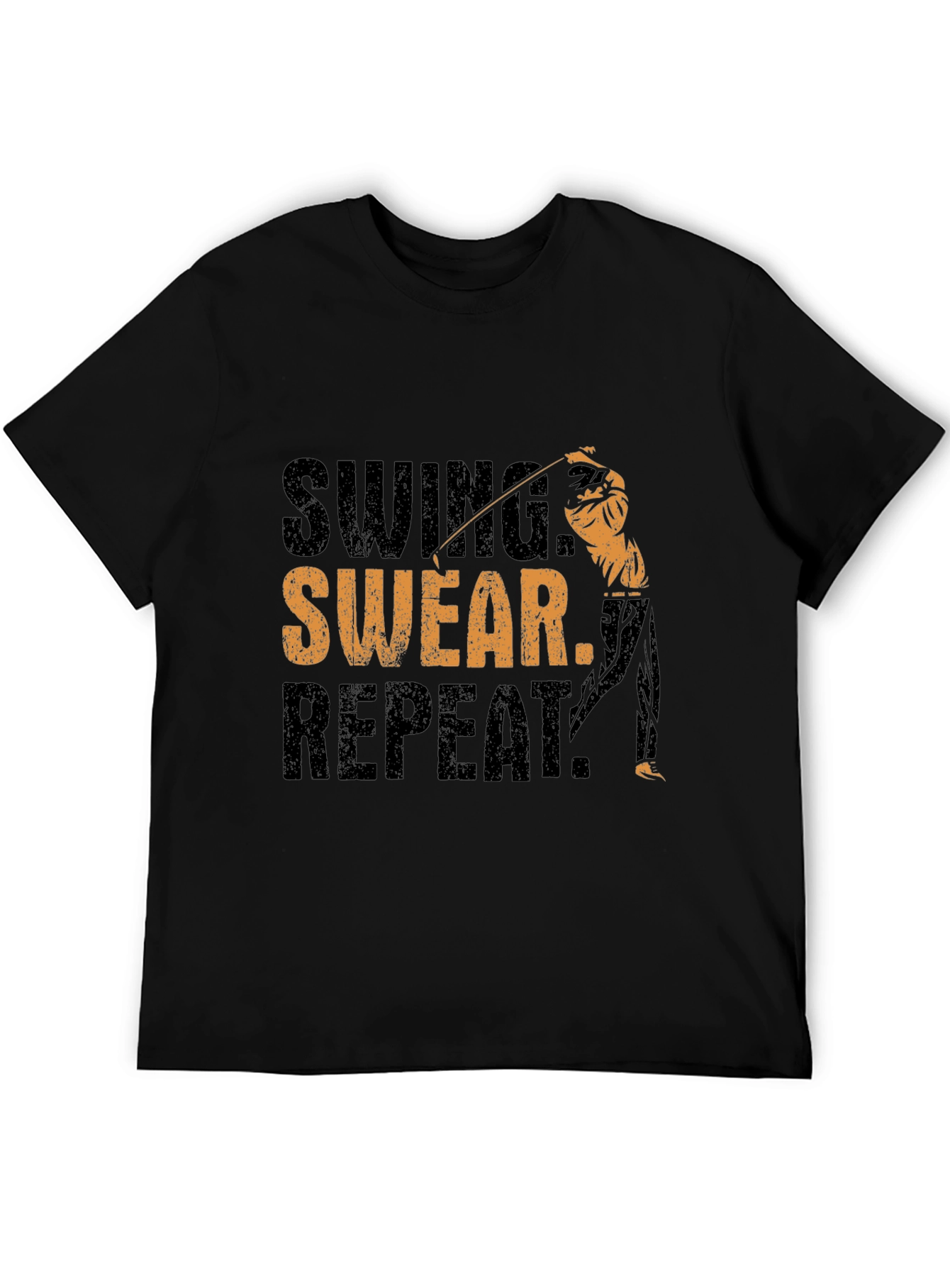 Swing Swear Repeat Black T-Shirt Golf Design