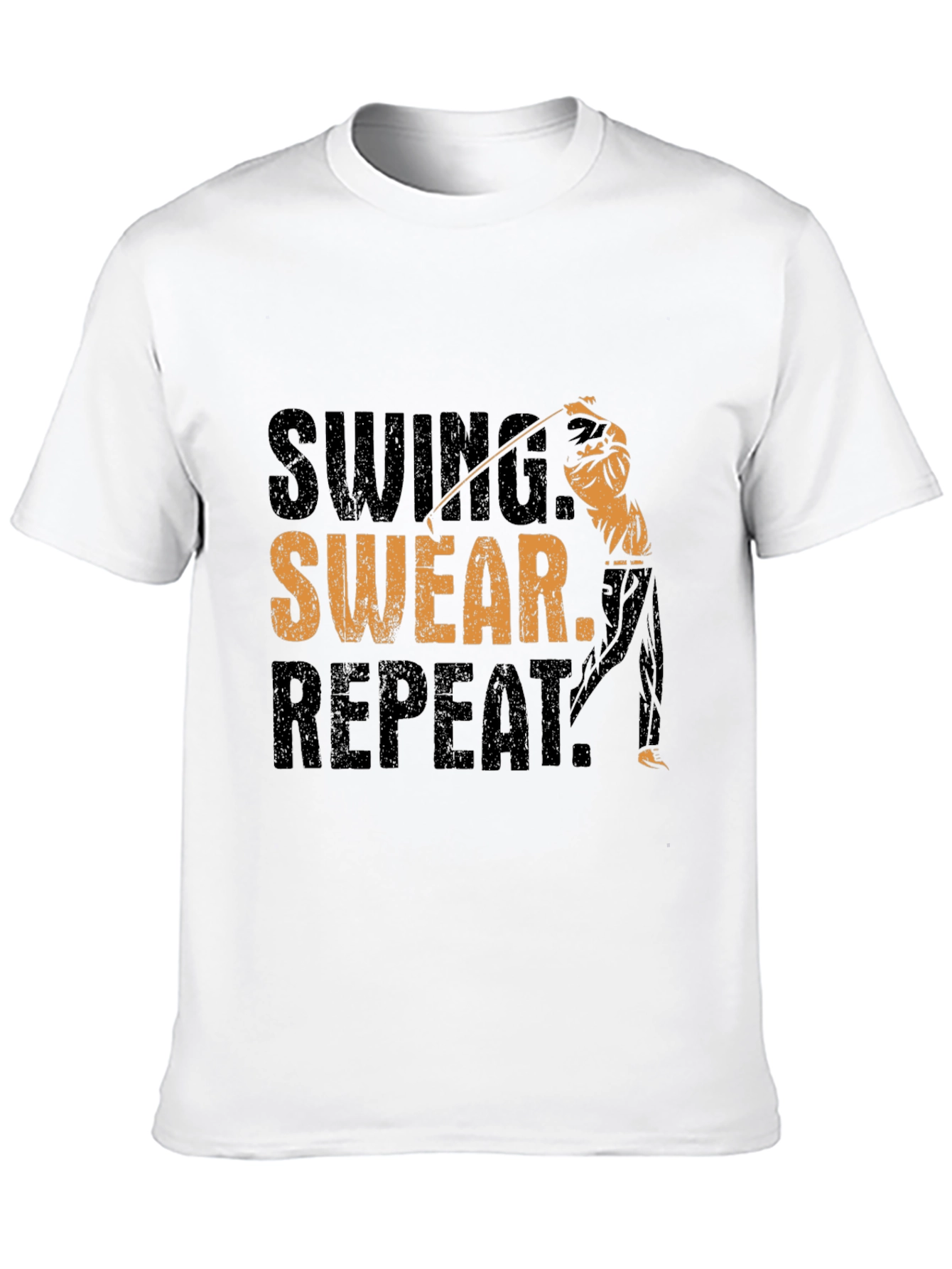 Swing Swear Repeat Black T-Shirt Golf Design