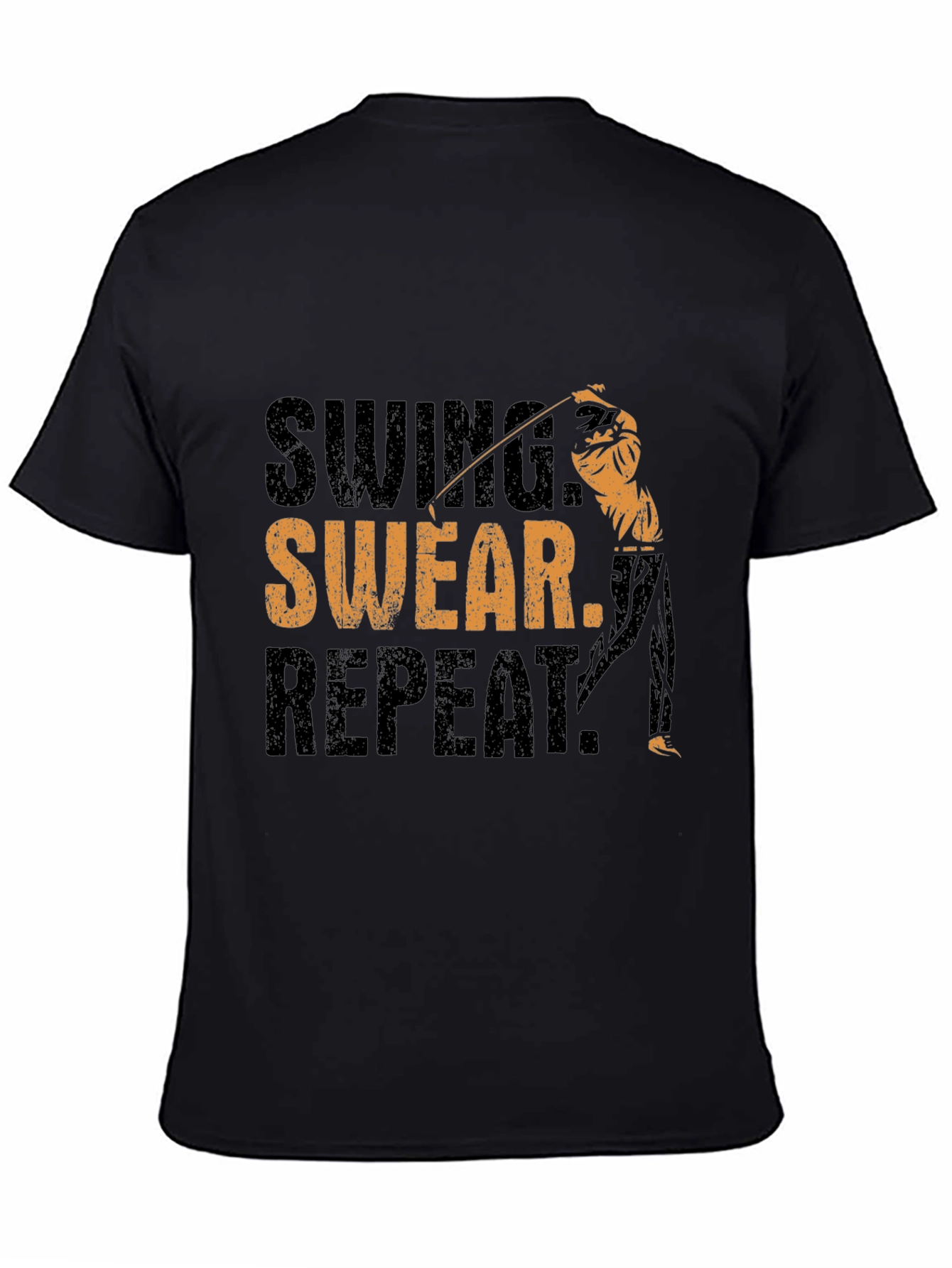 Swing Swear Repeat Black T-Shirt Golf Design