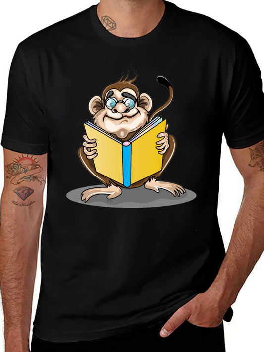 Reading Monkey Graphic T-Shirt - Black