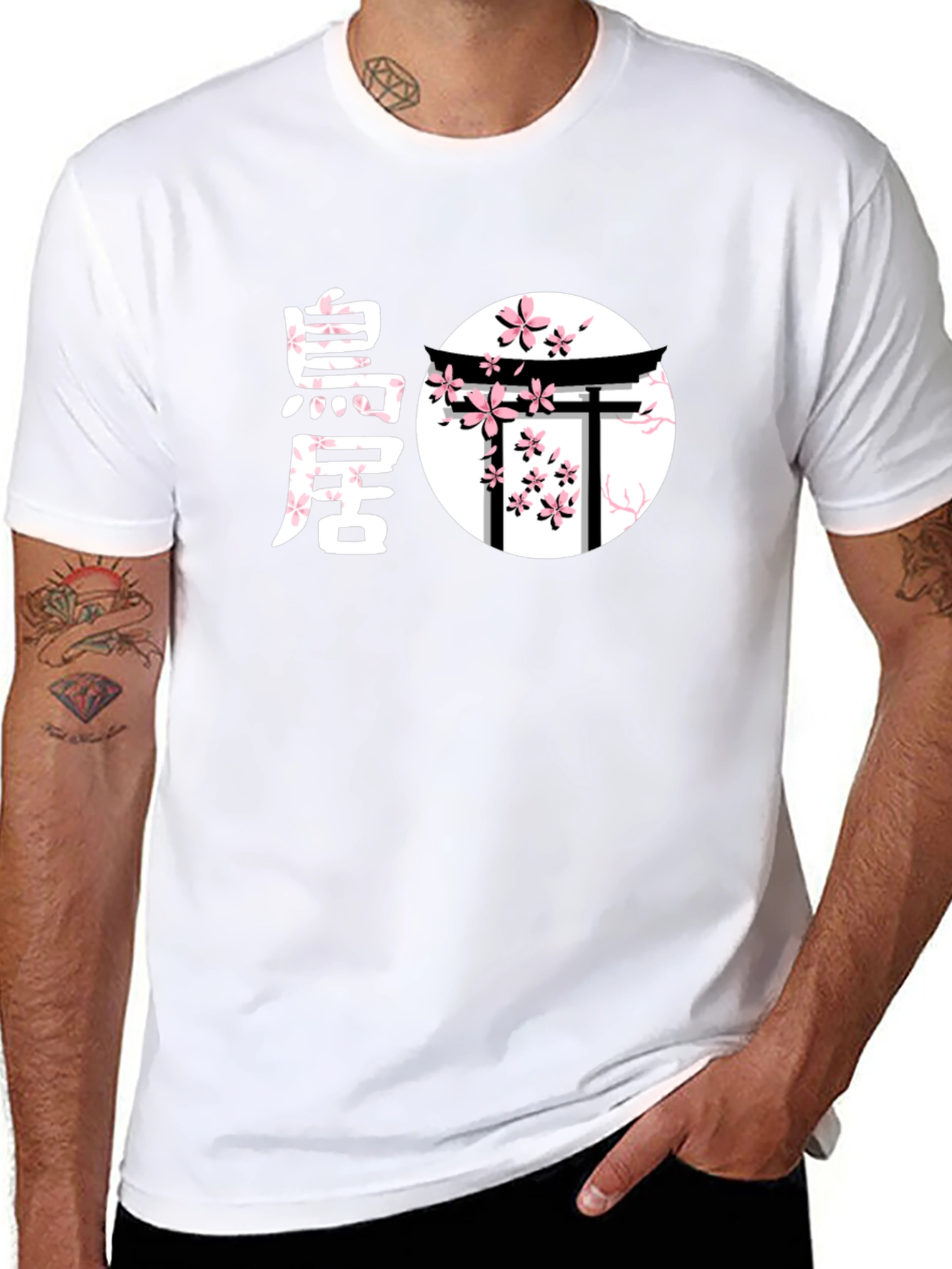 Japanese Cherry Blossom Torii Gate Graphic T-Shirt