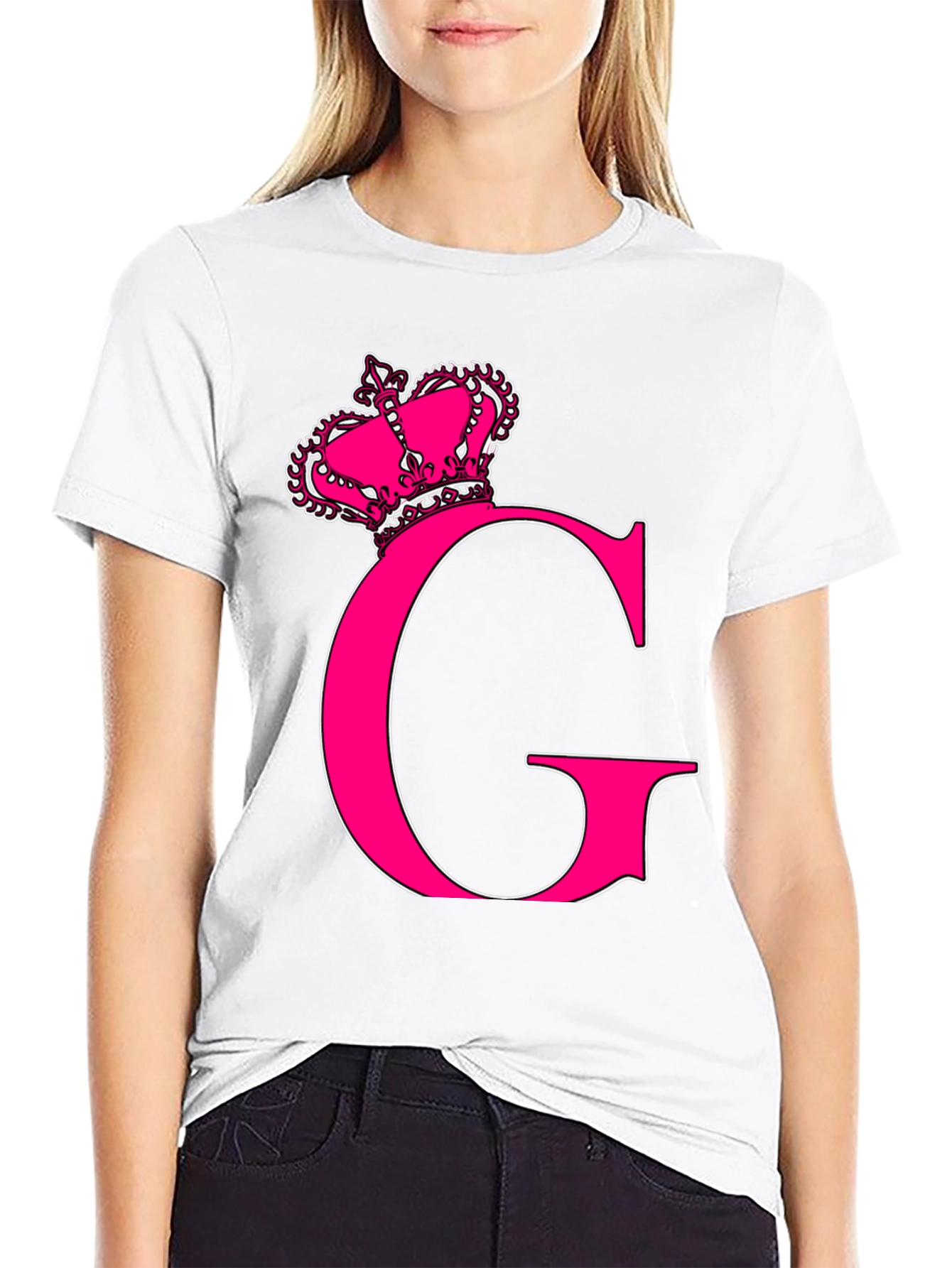 Pink Crown Initial G Graphic Tee