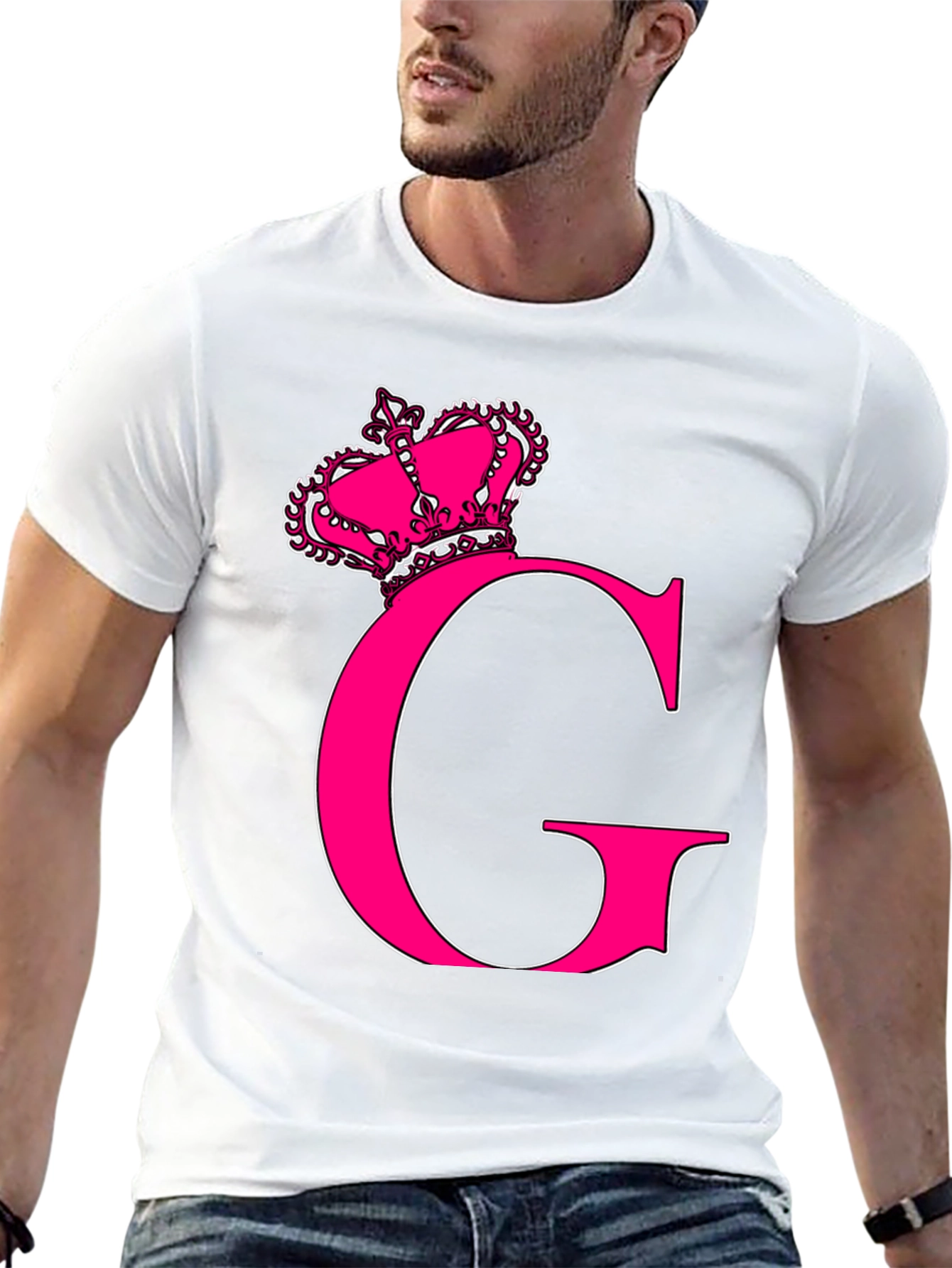 Pink Crown Initial G Graphic Tee