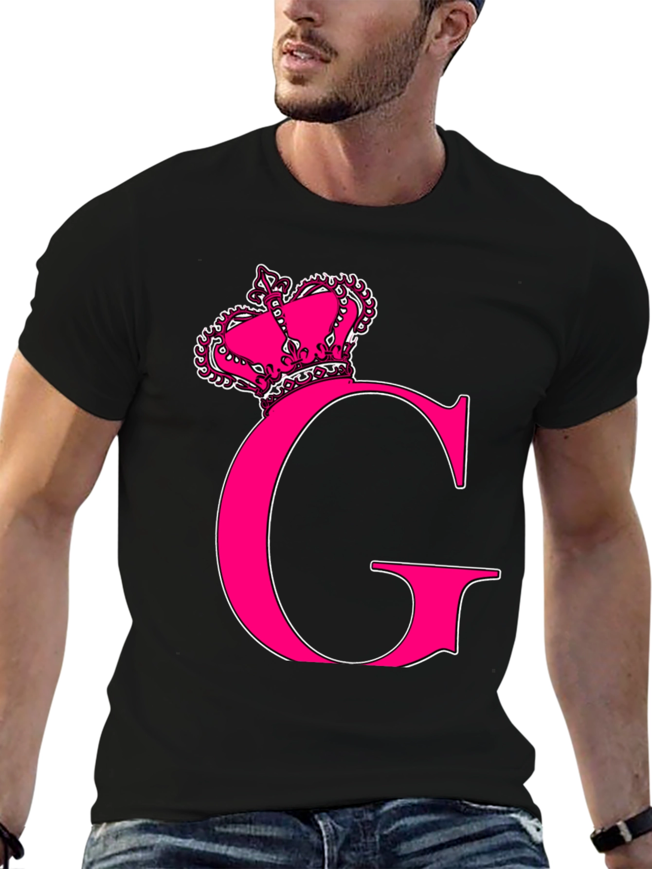 Pink Crown Initial G Graphic Tee