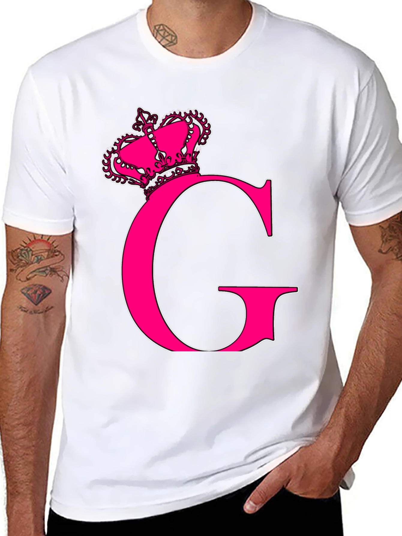 Pink Crown Initial G Graphic Tee