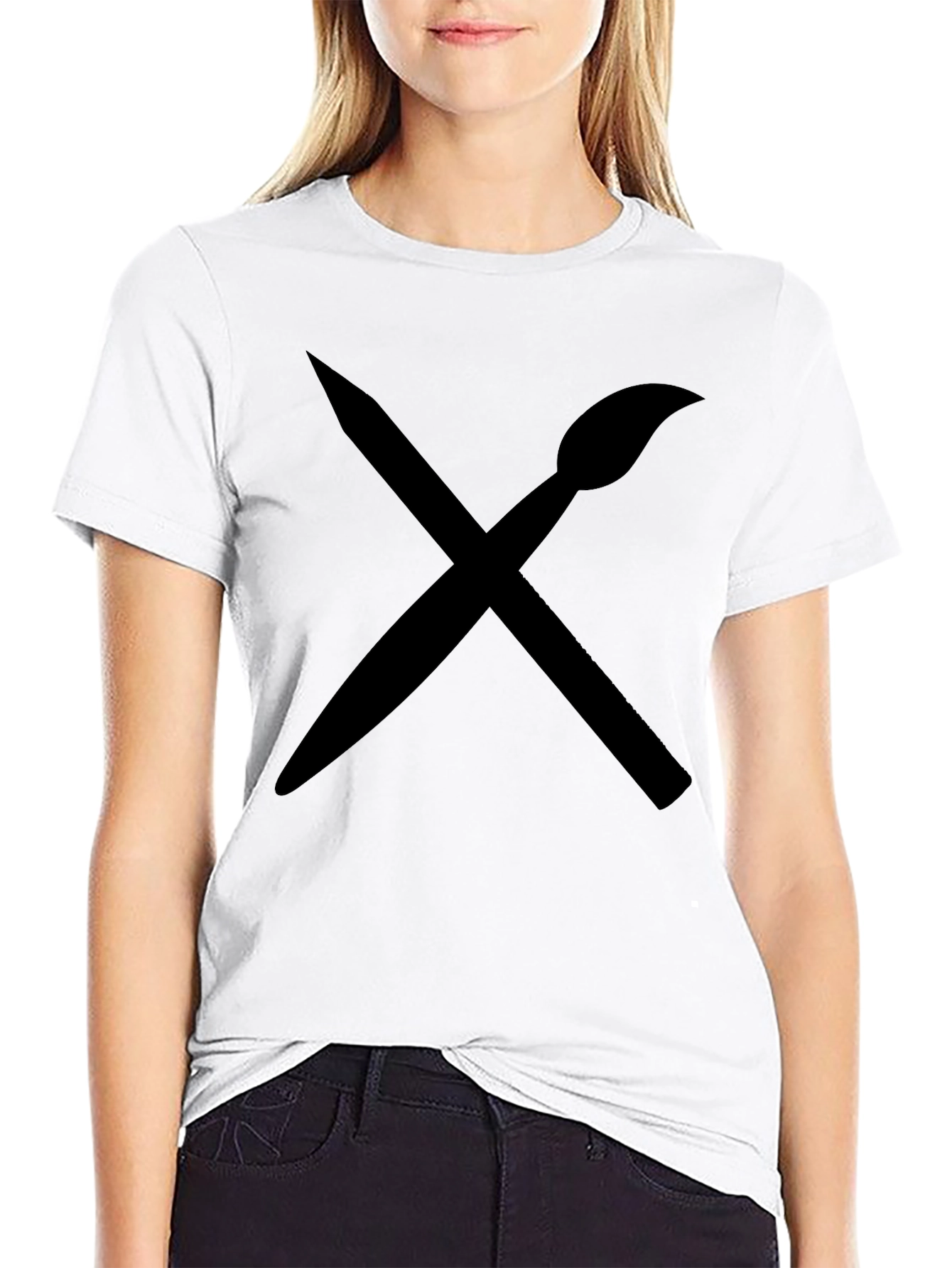 Artists Brush & Pencil Graphic Tee - Black Cotton